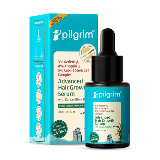 Pilgrim Redensyl 3% + Anagain 4% + Baicapil Advanced Hair Growth Serum (30ml) for Scalp with Korean Black Rice, Saw Palmetto Control Hair Fall,