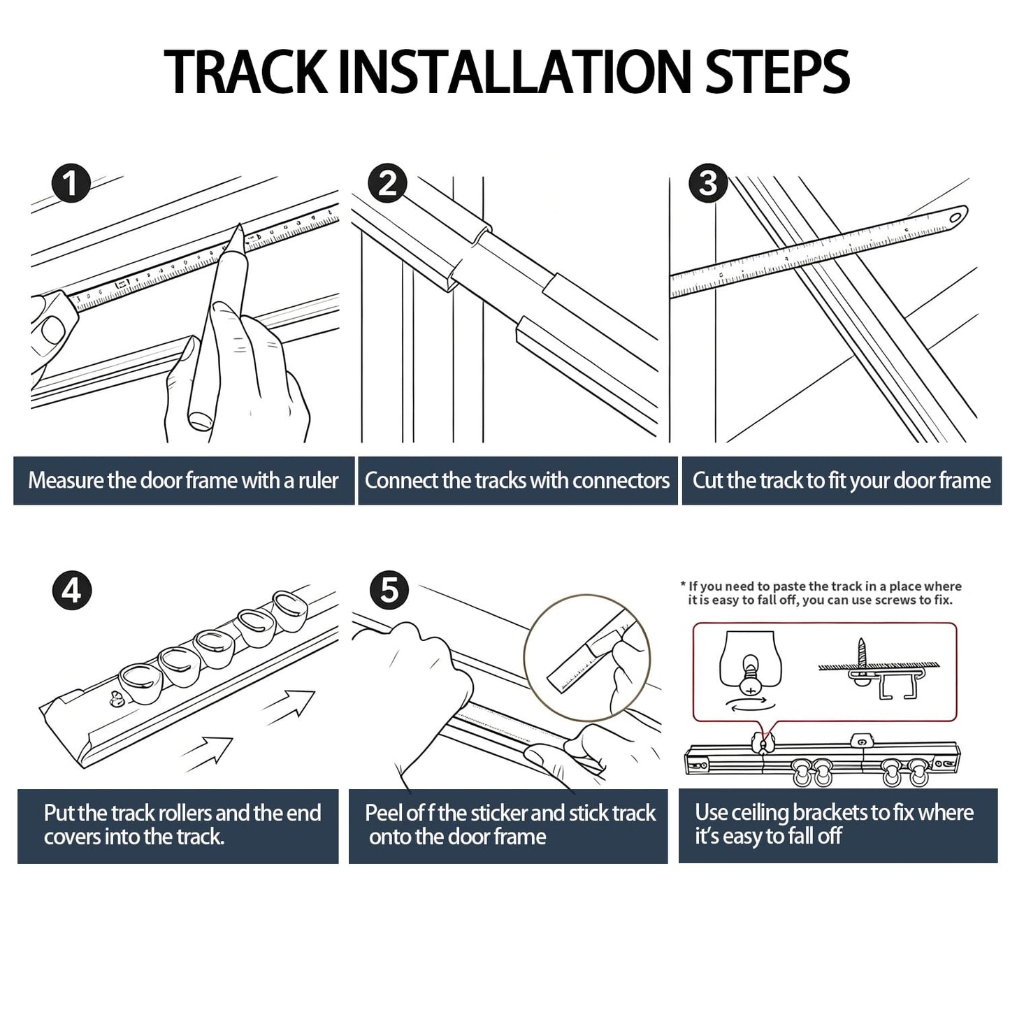 Vectorwinn Self Adhesive Ceiling Curtain Track, Ceiling and Side Mount, Track for Curtains No Drill with Install Tools (2 Meters)