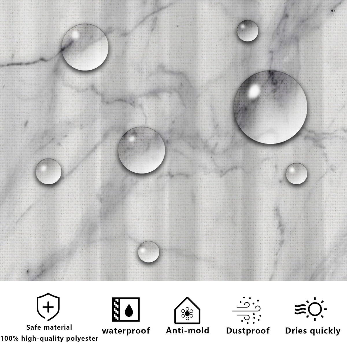 FAIRYGATE Shower Curtains for Bathroom Outdoor Shower Curtain 180x180cm Heavy Duty Weighted Mould Proof Resistant Waterproof Bath Curtain with 12