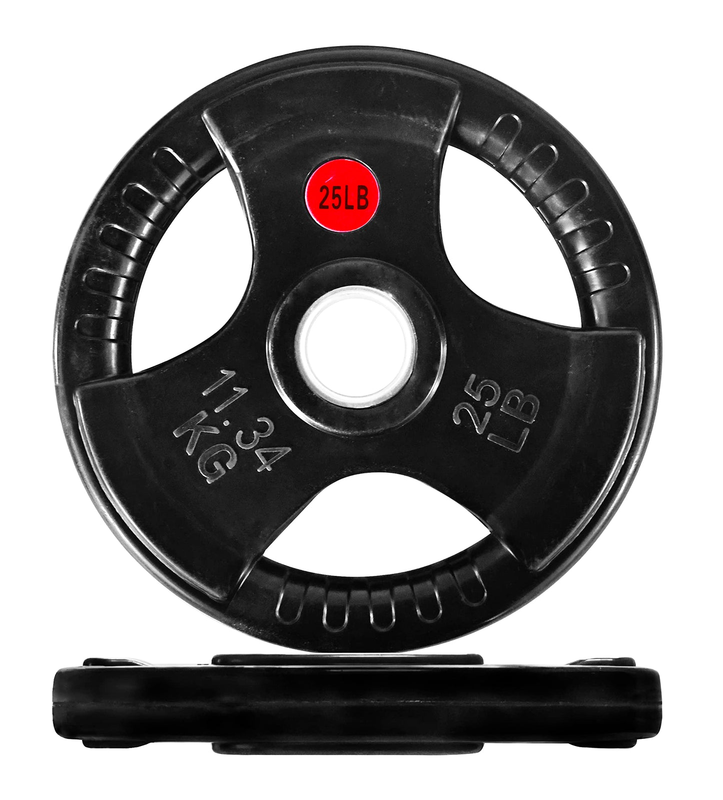 Signature Fitness Olympic 2-Inch Cast Iron Plate Weight Plate for Strength Training and Weightlifting, Rubber Coated Style, 25LB Pair