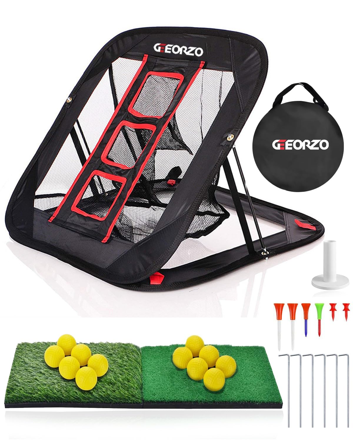 Golf Chipping Net, GEEORZO Pop Up Golf Practice Net, Golf Swing Training Aid for Backyard Outdoor Indoor - Golf Gift for Men Women