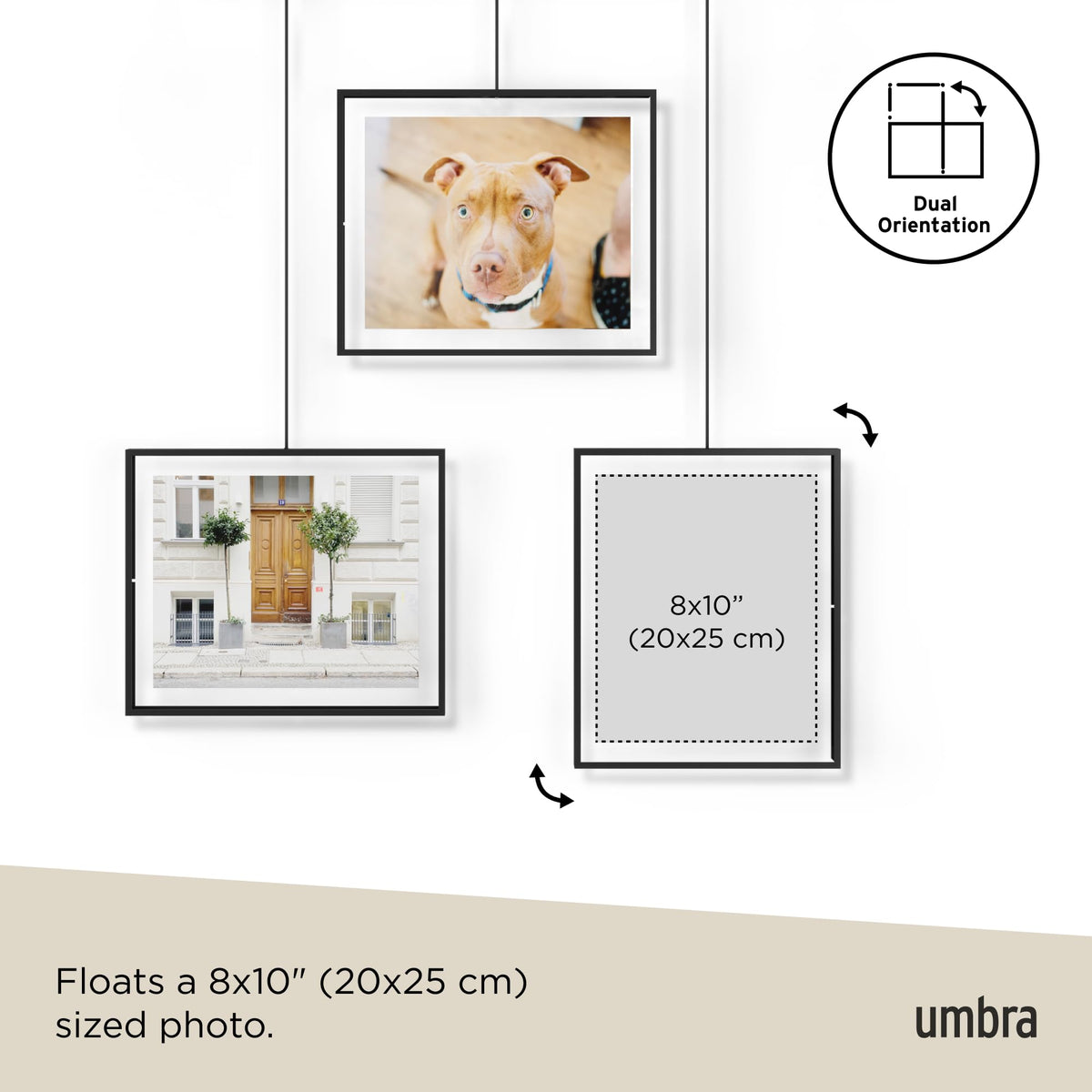Umbra Exhibit Set of Three 8x10 Picture Frames, Black, metal
