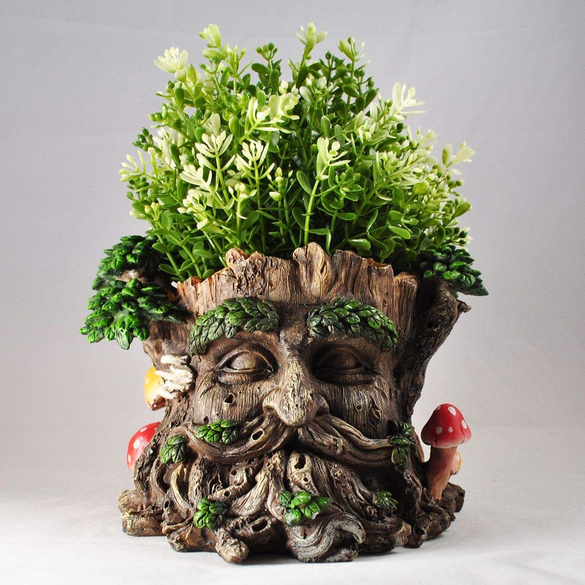 Tree Ent Face Plant Pot Holder Greenman Decorative Garden Myth Sculpture Planter H15cm