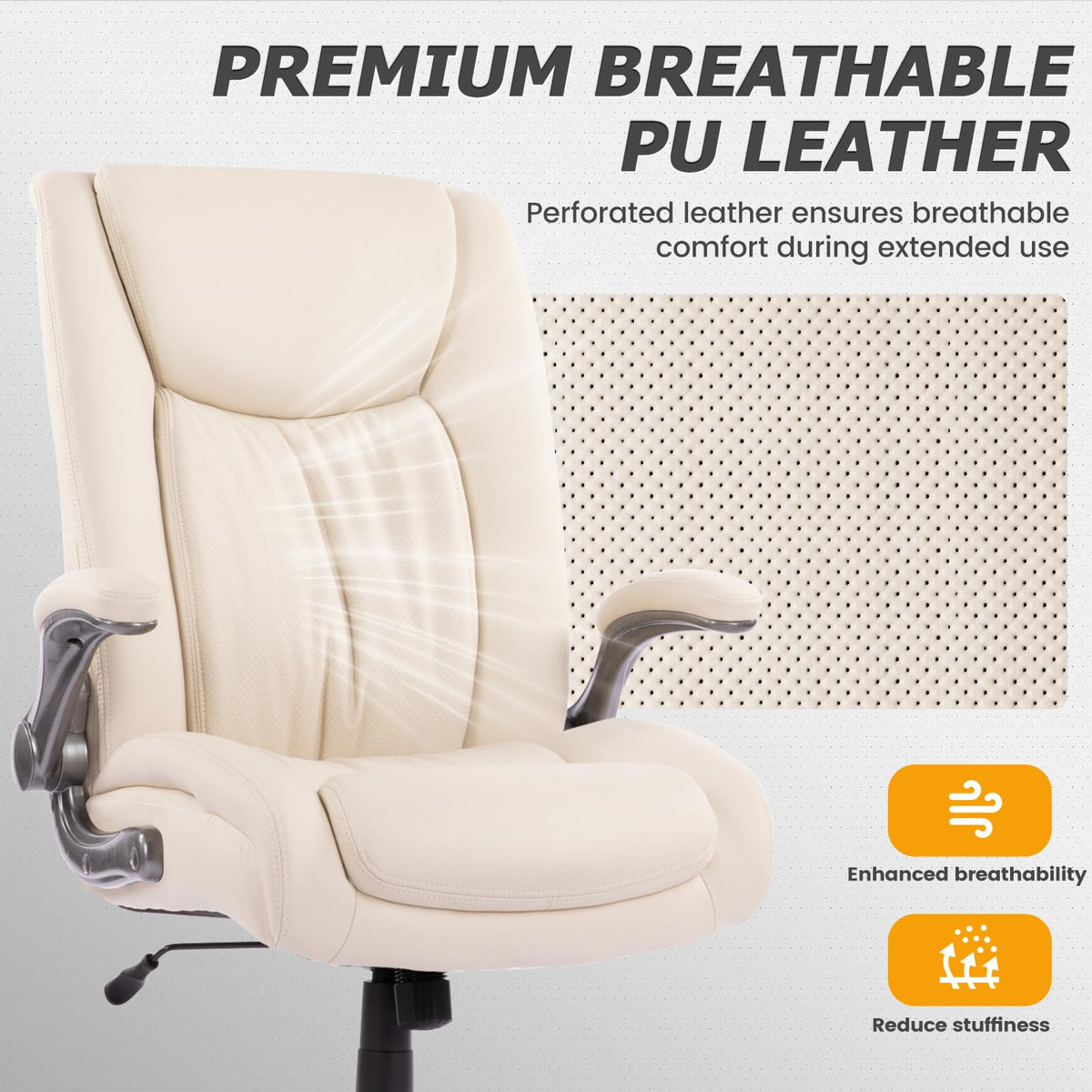 COLAMY Big and Tall Office Chair 400lbs, Large Heavy Duty High Back Executive Computer Office Desk Chair Flip-up Arms Wide Thick Seat for Home Office
