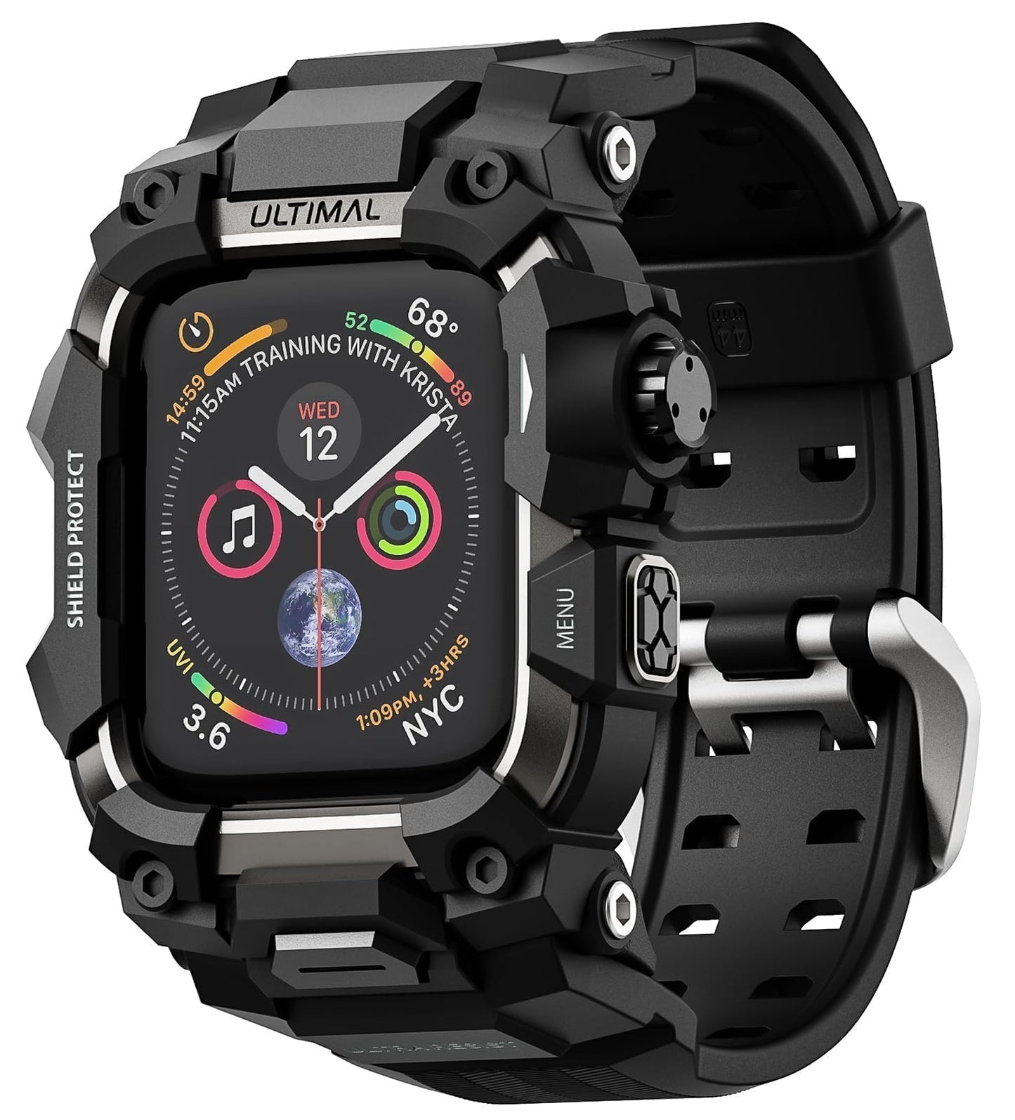 ULTIMAL Rugged Case with Band for Apple Watch Straps 44mm, Compatible with Apple Watch Series 6/5/4/SE/SE2/SE3, Enhanced Military Grade Shockproof