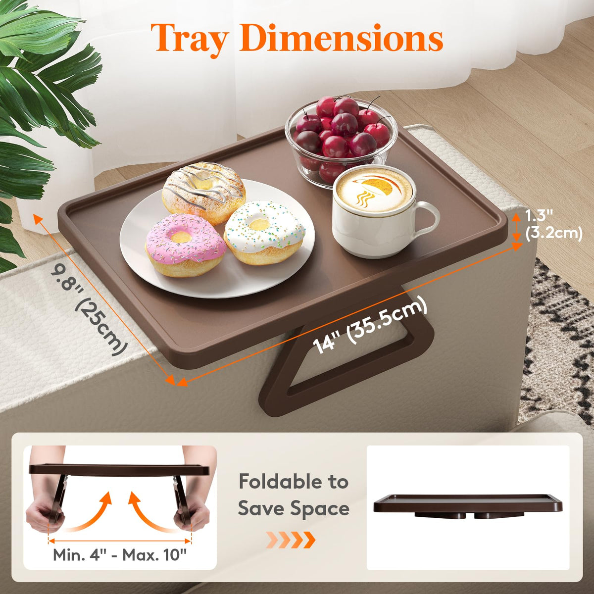 Lifewit Plastic Rotating Couch Armrest Table, Adjustable Sofa Arm Clip Holder Tray for Snack/Fast Food/Fruit/Drink