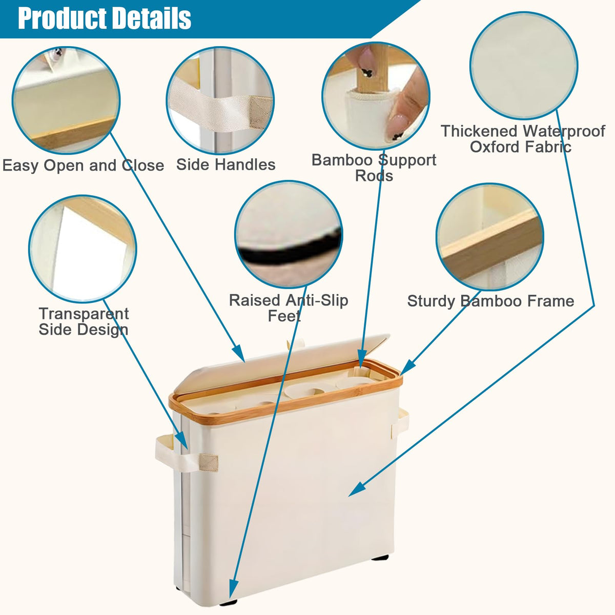 WANCHIY Toilet Roll Storage Basket 32L Foldable Waterproof Bathroom Box