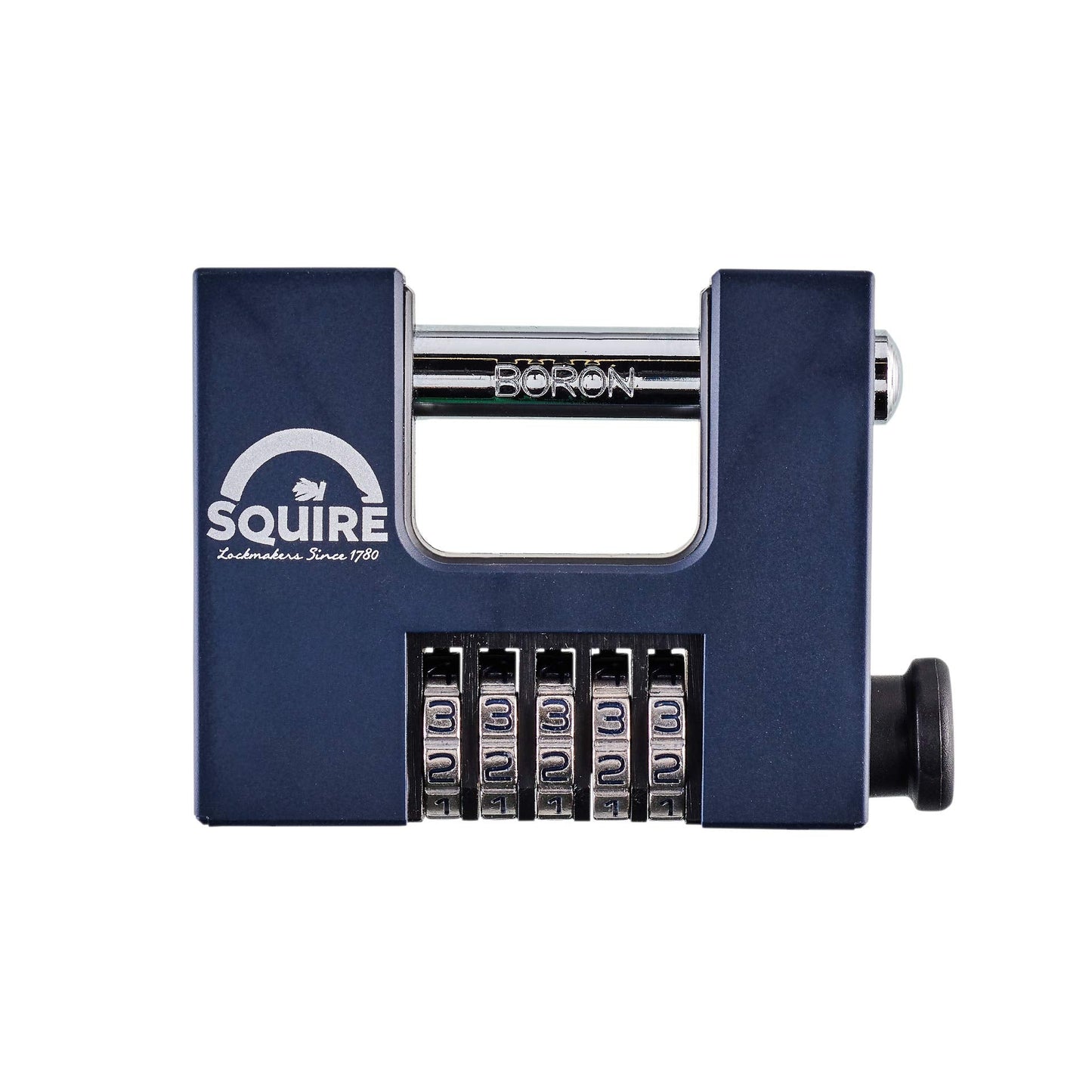 Squire Heavy Duty Padlock (CBW85) - 5 Wheel Combination - Alloy Steel for Corrosion Resistance - Ideal for Gates, Garages and Large Sheds (Blue, 85