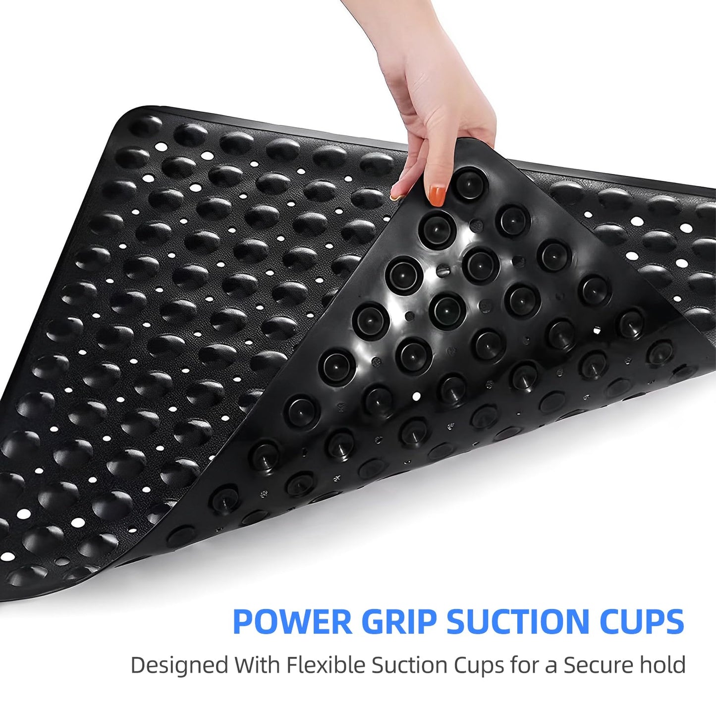Square Shower Mat Non Slip Anti Mould, 53 x 53cm Non Slip Shower Mats for Inside Shower with Strong Suction Cups & Drain Holes, Machine Washable