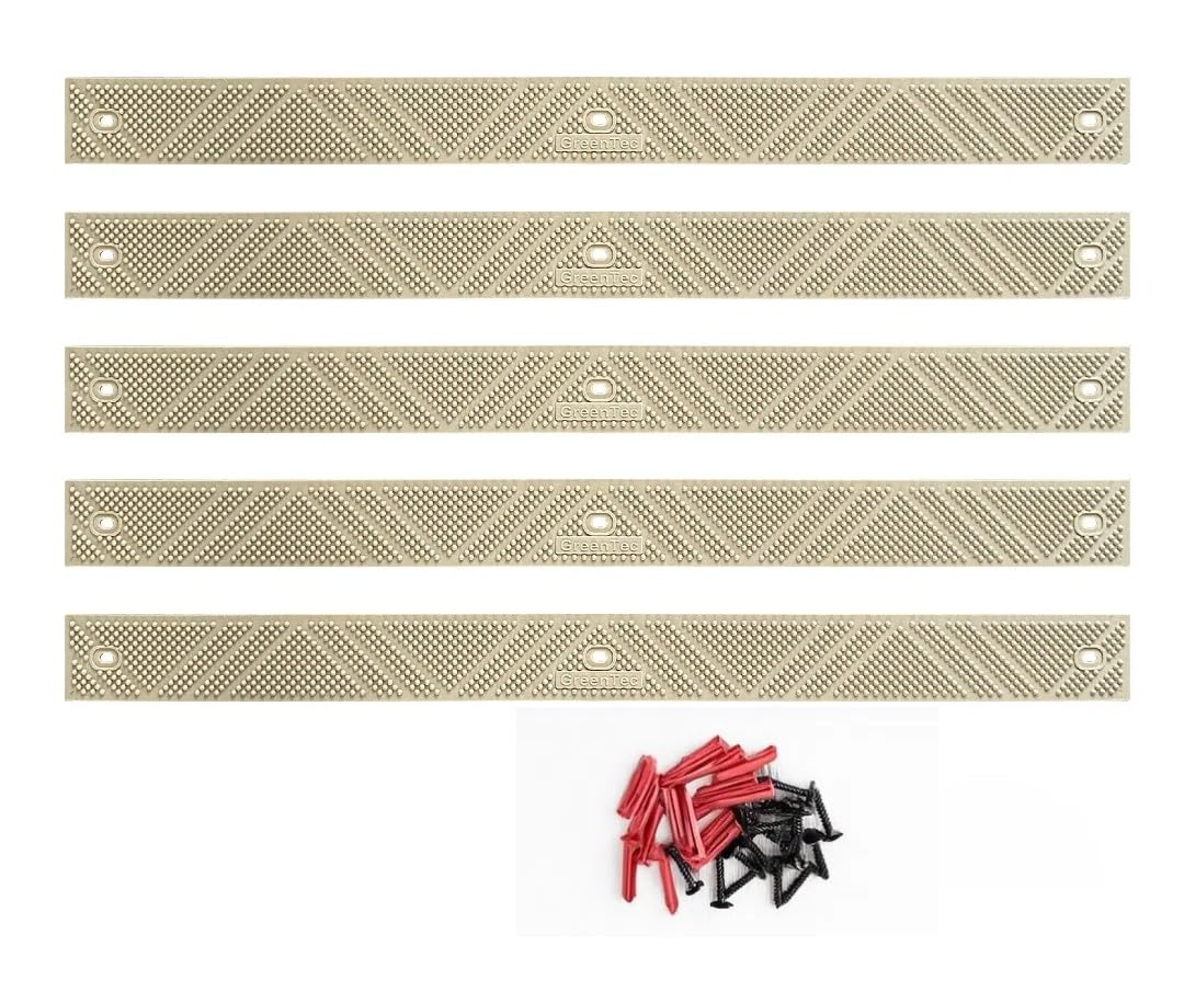 5pk 600mm Anti Slip Strips for Decking | 10+ Year Lifespan | Hard Wearing Polypropylene with Fixings | Outdoor Safety for Steps & Ramps (Beige)