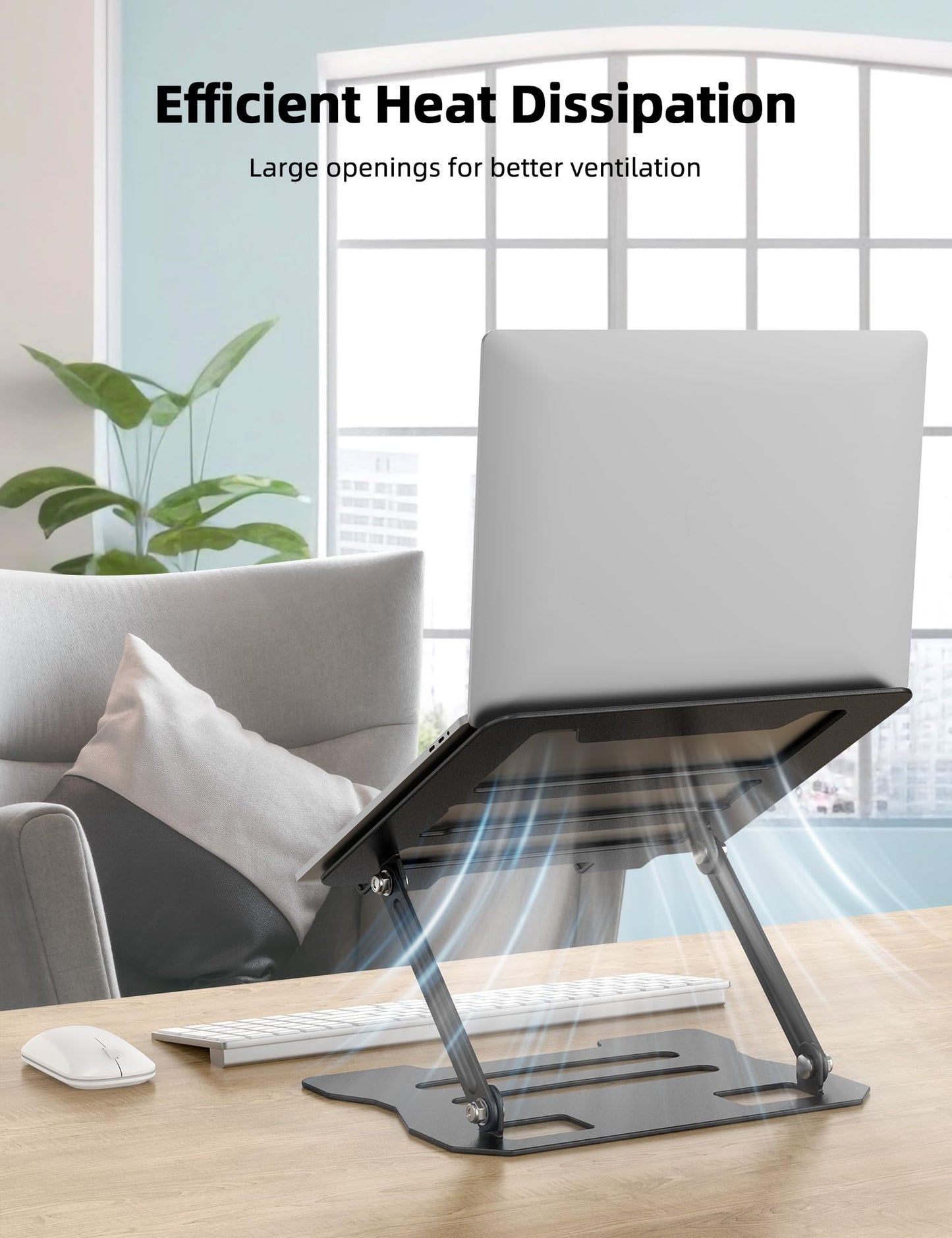 Rupoku Adjustable Laptop Stand, Ergonomic Laptop Riser Heat Vent Computer Stand for Desk