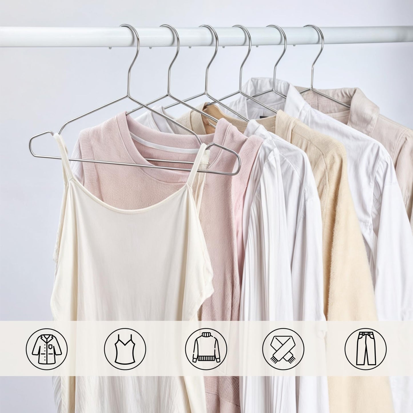 DARUITE Metal Wire Coat Hangers for Clothes, 42cm, Silver 20 Pack