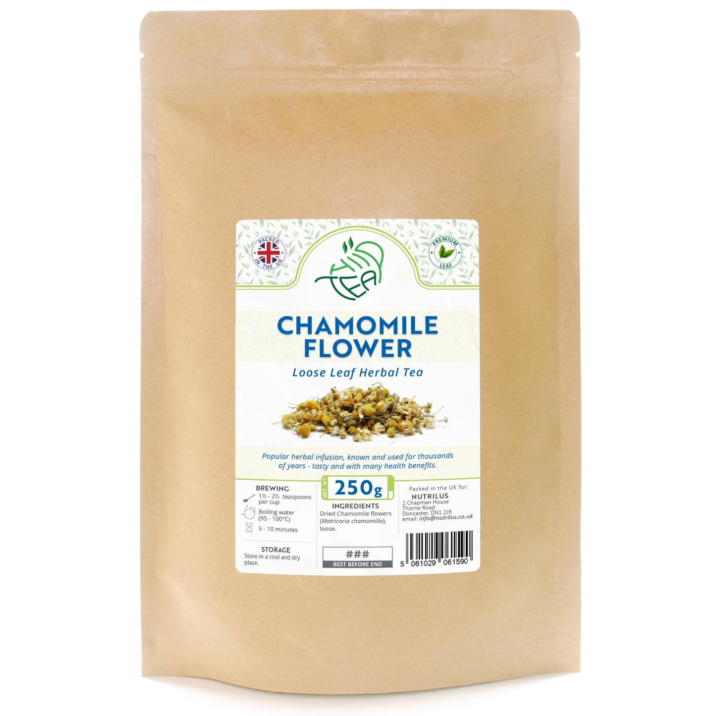 Chamomile Flower Loose Herbal Tea - Premium Camomile - Matricaria Chamomilla (250g)