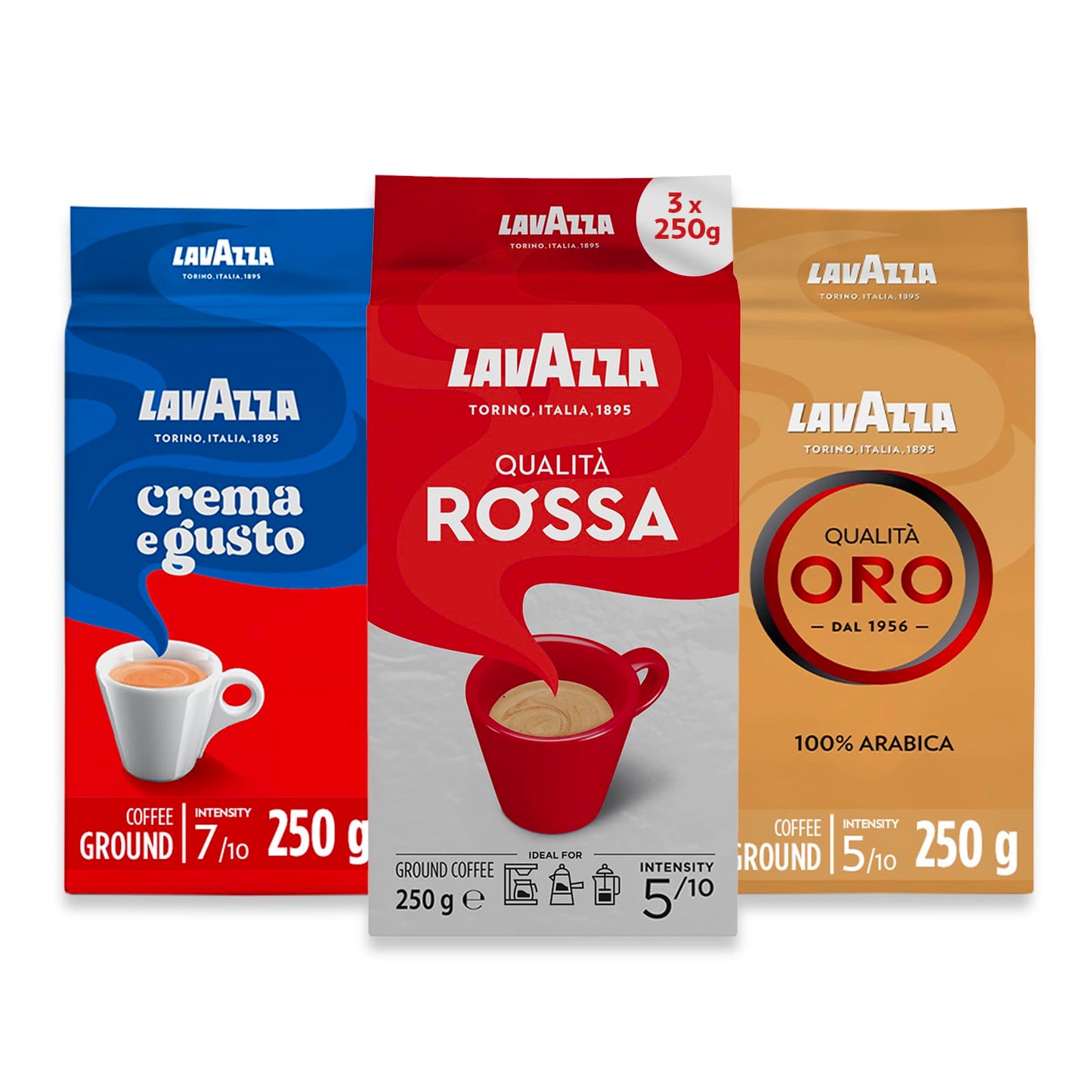 Lavazza Ground Coffee - Oro, Rossa & Crema Gusto - 3 Pack