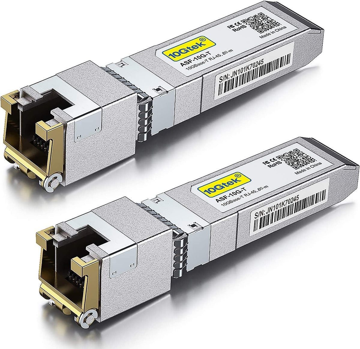 10Gtek [2 Pack 80-Meter 10GBase-T SFP+ to RJ45 Transceiver, RJ45 to SFP+ Copper Ethernet CAT.6a Module, Compatible for Cisco SFP-10G-T-80, Ubiquiti