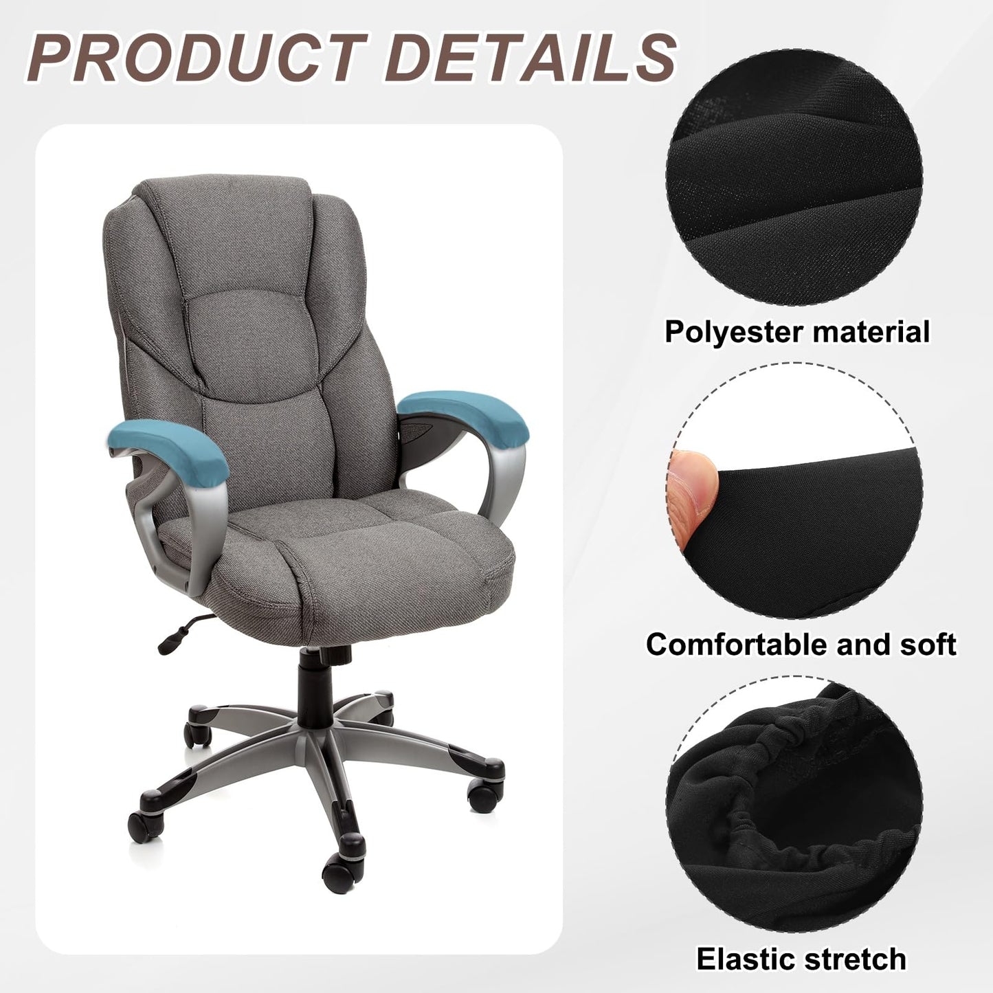 sourcing map Chair Armrest Slipcovers Covers, 32 x 8cm Polyester Removable Seat Hand Rest Protector for Office Chairs Desk Chair(Black)