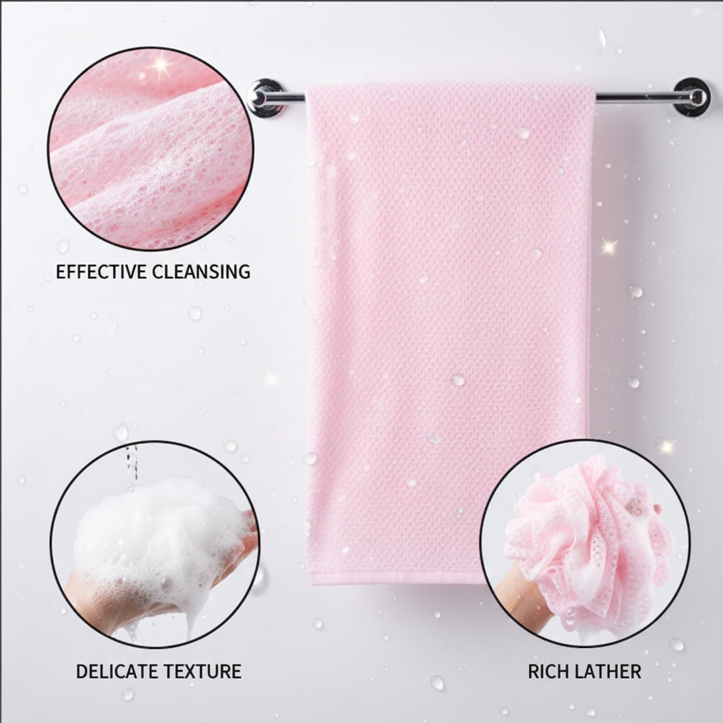 GxouQcn Rxfoliating Towel, 3 Pcs Deep Skin Exfoliation for Gentle Cleansing, Spa-Like Bathing Experience Shower Towels, for Body Face