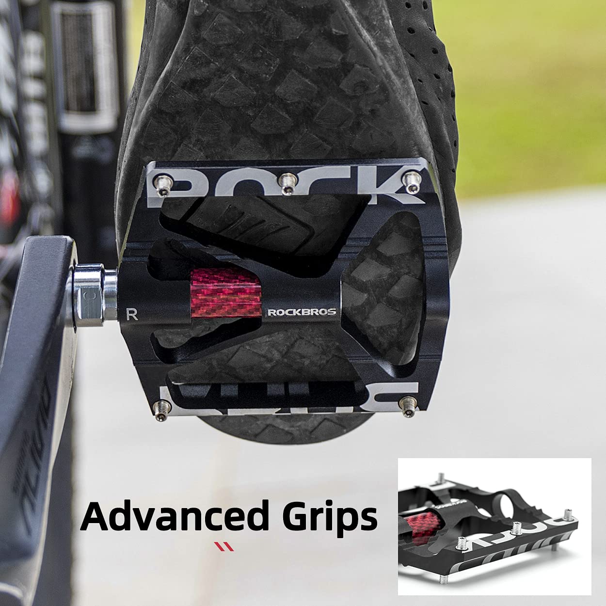 ROCKBROS Bicycle Pedals 9/16 "Aluminum Alloy MTB Pedals With Sealed Bearings Non-slip Pedals Black