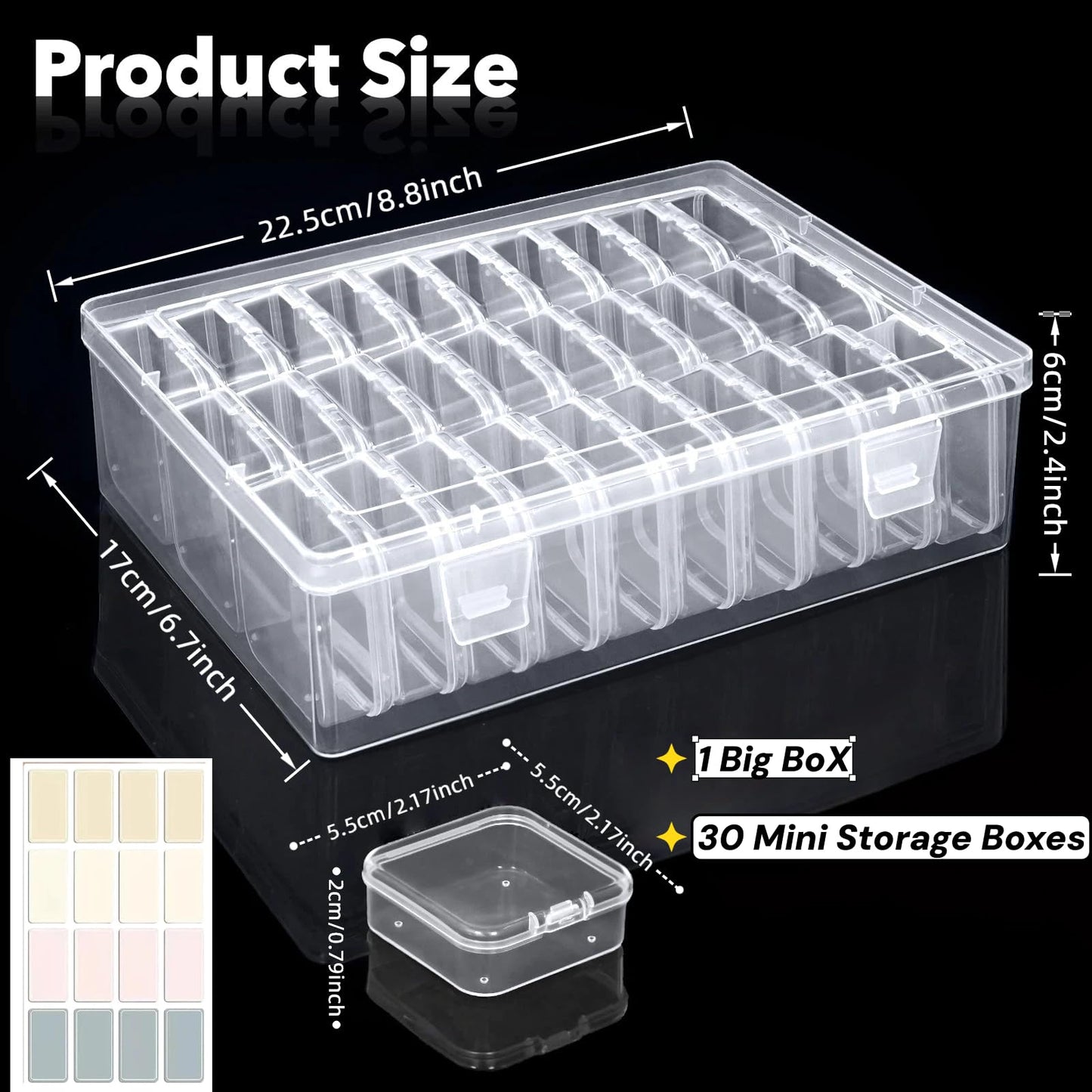 Chesomn 31 Pcs Bead Organiser Storage Box, Small Plastic Organiser Box