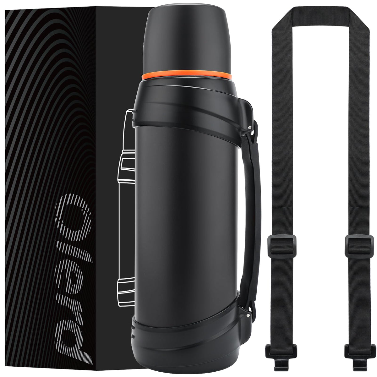 Olerd Large Flask - 2.5l Stainless Steel Insulated Bottle for Travel with BPA Free Cup - Oversized Vacuum Bottle