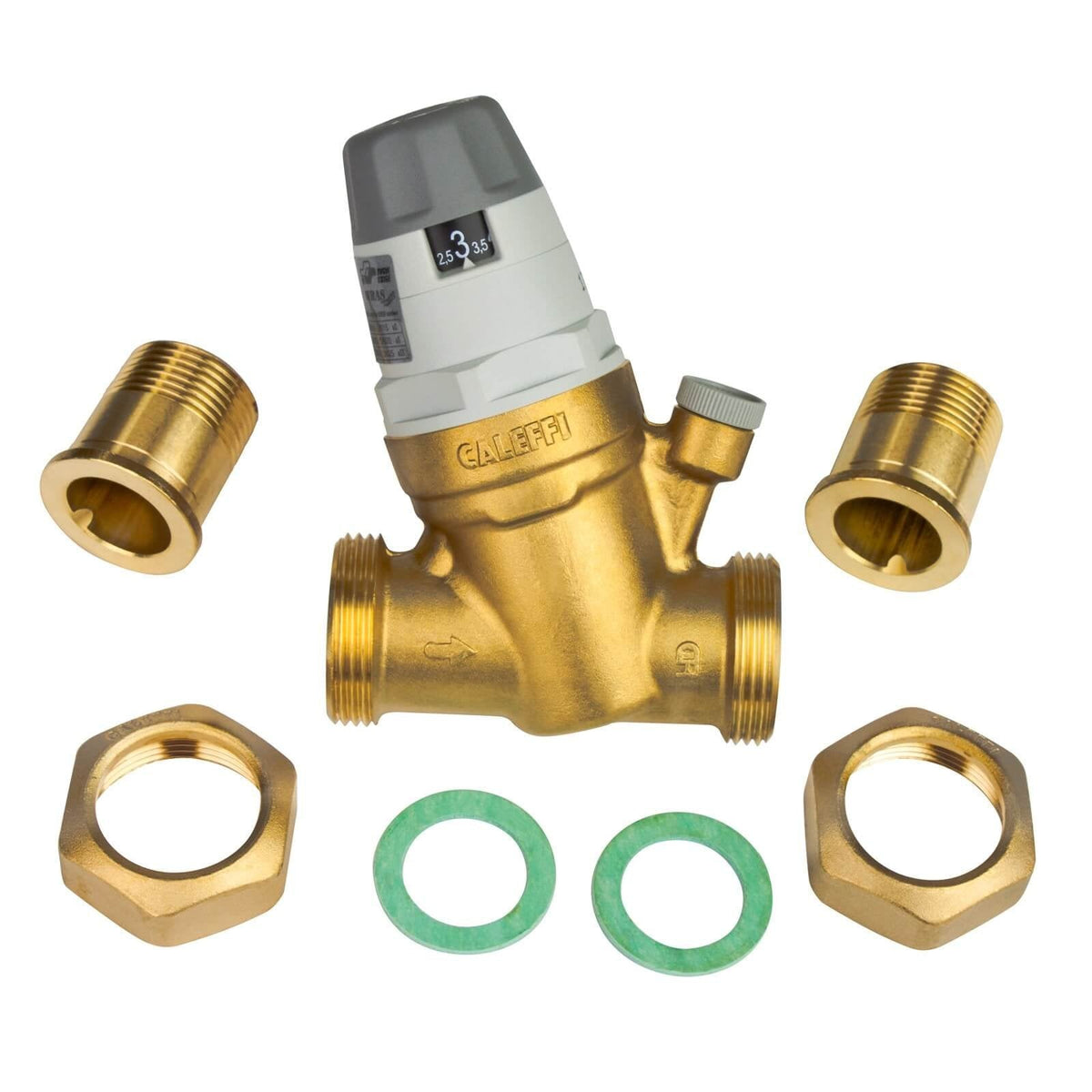 Caleffi Water Pressure Regulator 1/2 Inch DN15 Pressure Reducer for Water with able Cartridge and Pressure Gauge, Pressure Reducing Valve, Pressure