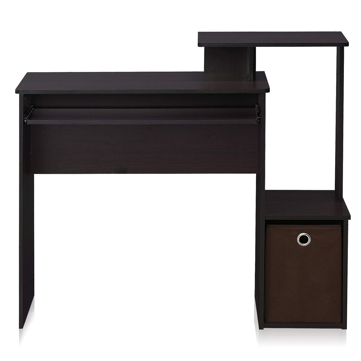 Furinno Econ Multipurpose Home Office Computer Writing Desk, Computer Desk, Study Desk, w/Bin, Dark Walnut, 100.1 (W) x 86.6 (H) x 39.9 (D) cm