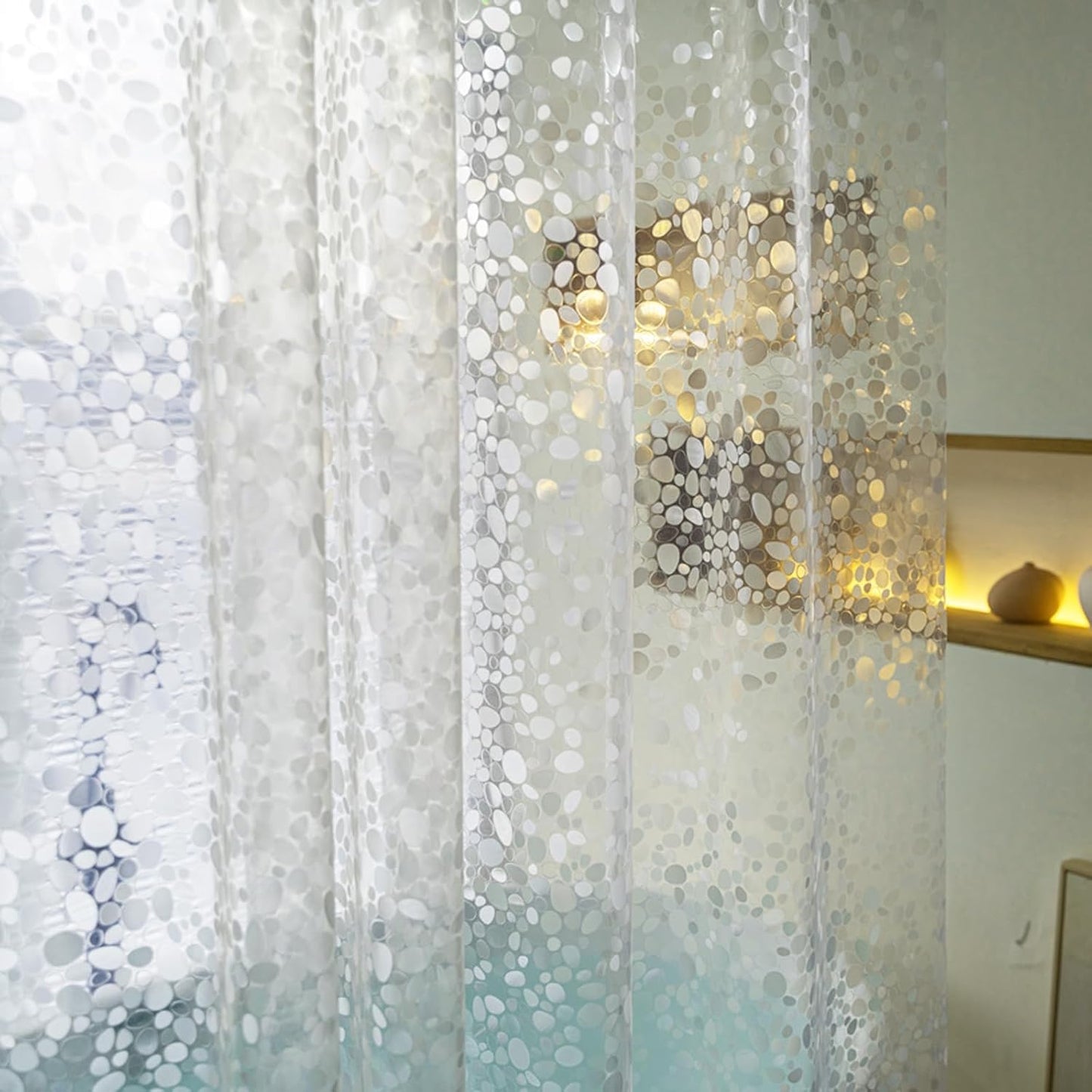 Shower Curtain Liner 75 Inches Long, EVA Waterproof Weighted Heavy Duty Bathroom Shower Liner with 3 Strong Magnets and 12 Rust Proof Grommets,Plastic