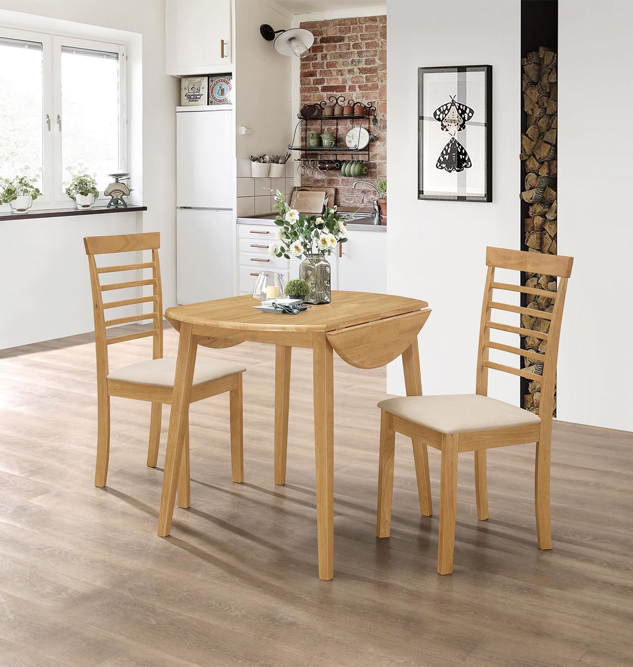 Hallowood Furniture Ledbury Small Drop Leaf Dining Table and Chairs Set 2