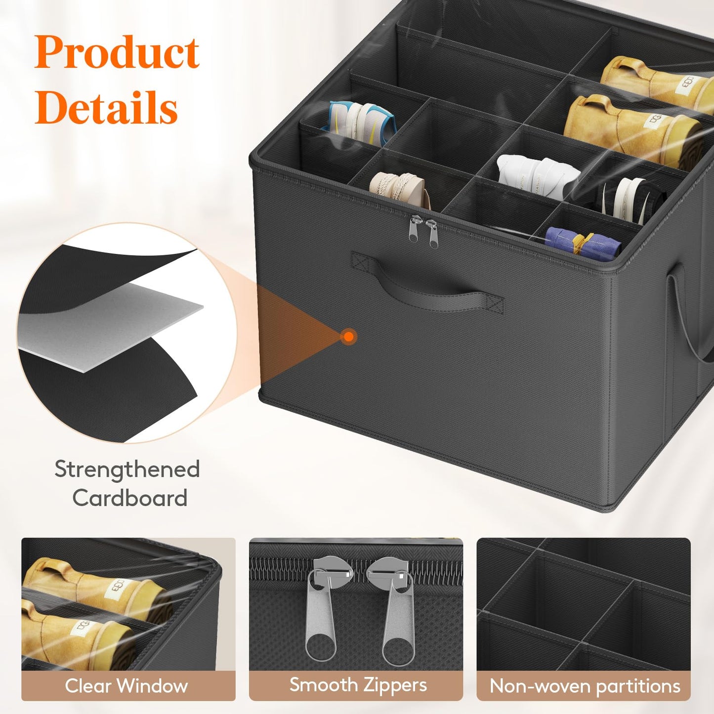 Lifewit Shoe Storage Organiser for Closet, Holder Box, 1 Pack, Black