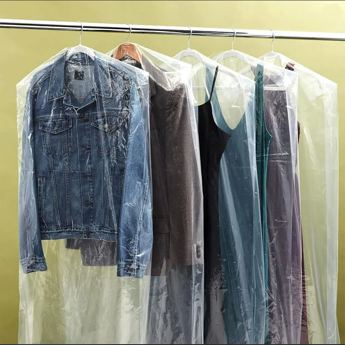 100 Pack Clear Plastic Clothing Bags Covers, Dustproof Garment Bags for Hanging Clothes