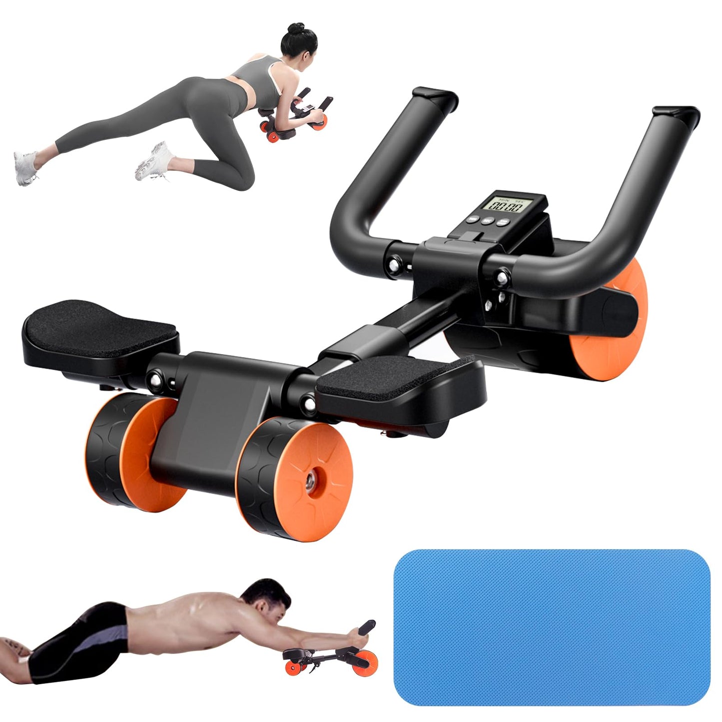 Bnlei Ab Roller Elbow Support with Mat and Timer, Automatic Rebound Abdominal Wheel Roller, Abs Roller Wheel Workout Stomach Exercise Equipment for