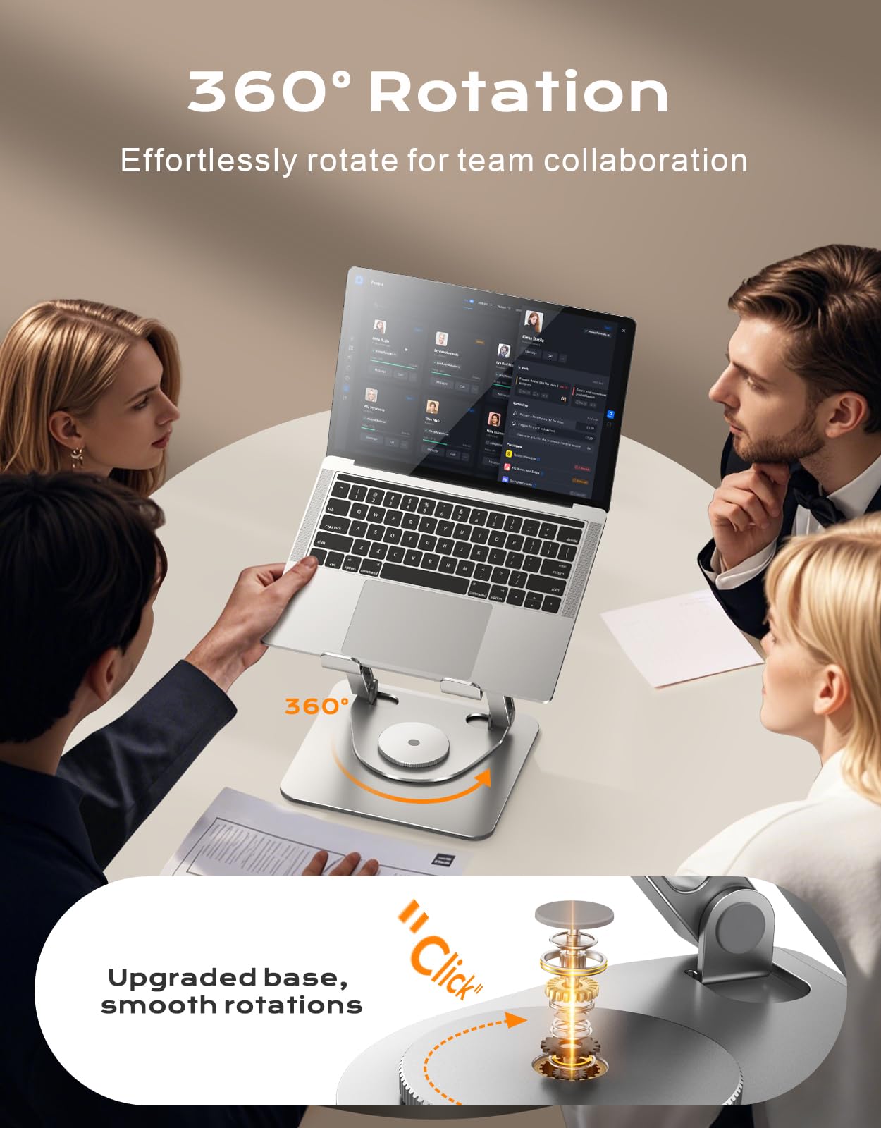 Glangeh Laptop Stand [360° Flexible Rotating], Dual-Bar Support & Height Adjustable Laptop Riser Stand for Desk