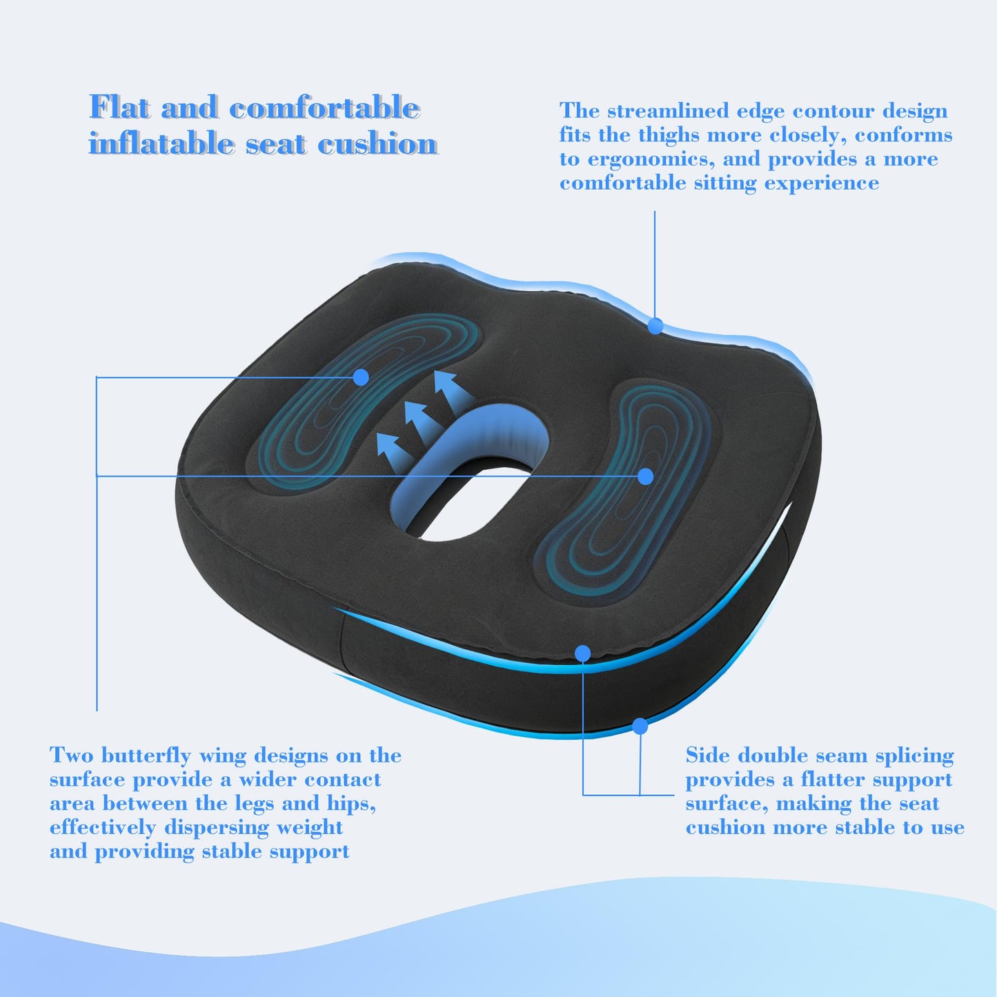 DHSUN Inflatable Donut Seat Cushion for Tailbone Pain Relief,Coccyx Cushion for Tailbone Pain & Hemorrhoids, Portable Travel Cushion for Airplane