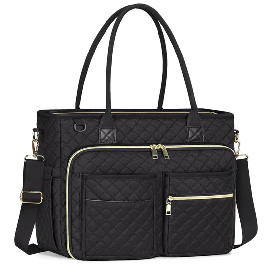 RAINSMORE Laptop Tote Bag for Women Teacher Work Bags 17.3 inch Nurse Bag Professional Computer Messenger with Insulated Pocket, Laptop Briefcase for