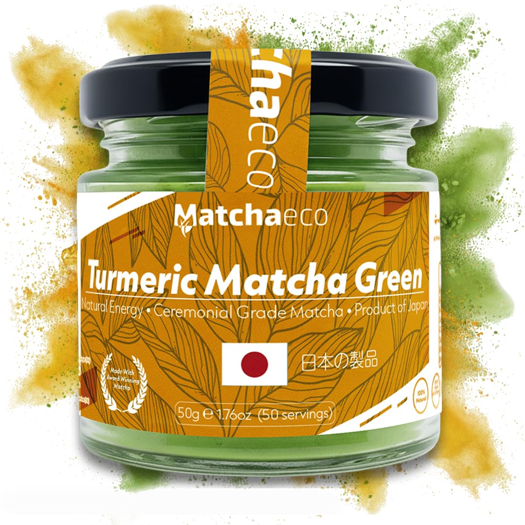 Matchaeco 50g Japanese Turmeric "Golden Glow" Matcha Green Tea Powder |Authentic Stone Ground Ceremonial Grade From Japan | Pesticide-Free |
