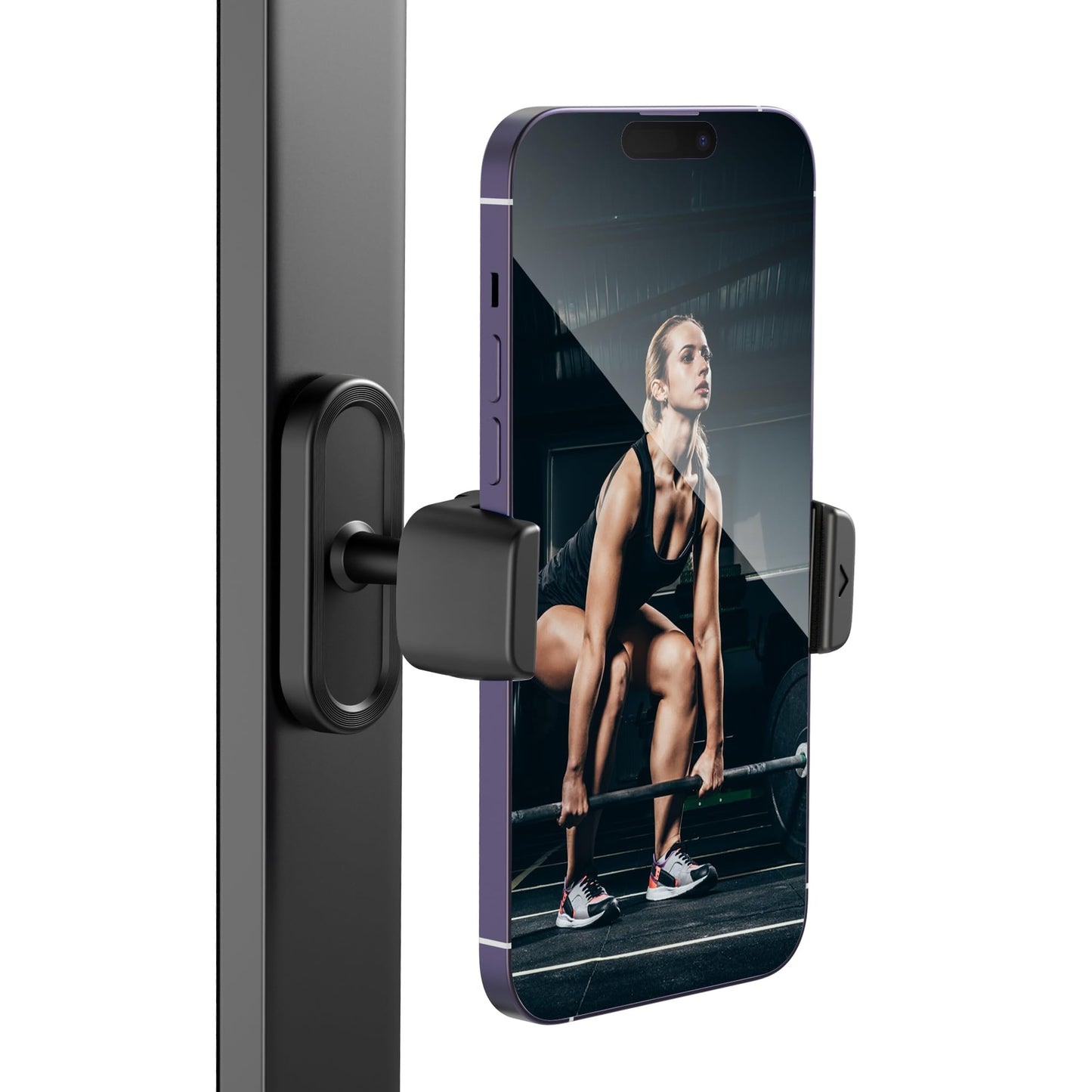 FungSun Magnetic Gym Phone Holder 360?Adjustable Magnetic Phone Holder Gym Magnet Phone Mount for Gym Compatible with 4.7-6.5" Smartphones