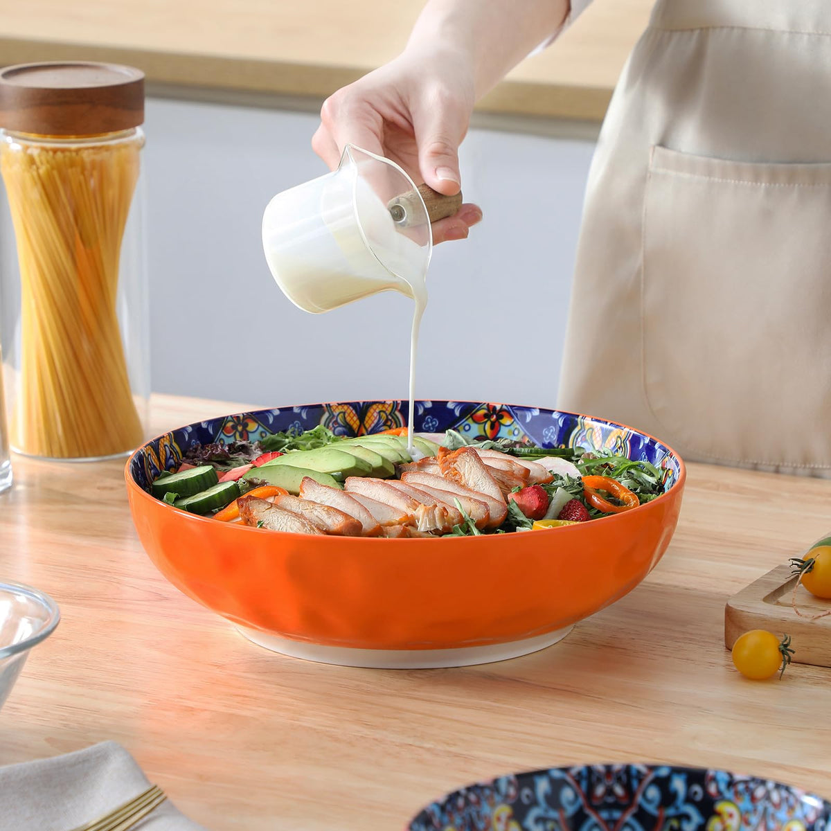 vancasso SIMI 78 oz Salad Bowls Set of 2, Large Porcelain Serving Bowls, Microwave & Dishwasher Safe Mixing Bowl, Pasta Bowls, Soup Bowls for Kitchen