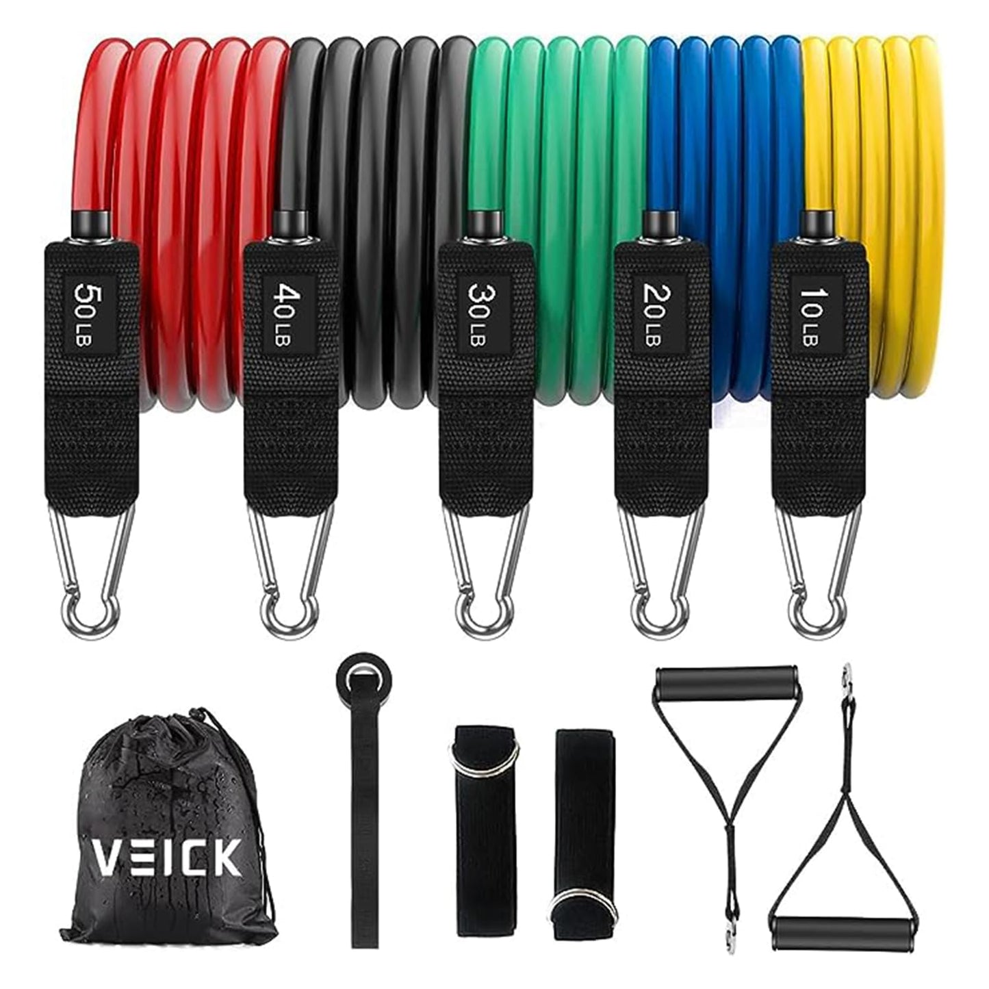 VEICK Resistance Bands Set 5pcs Fitness Tubes Tension Bands Exercise Bands Workout with Handles for Men Women Strength Physical Training Equipment at