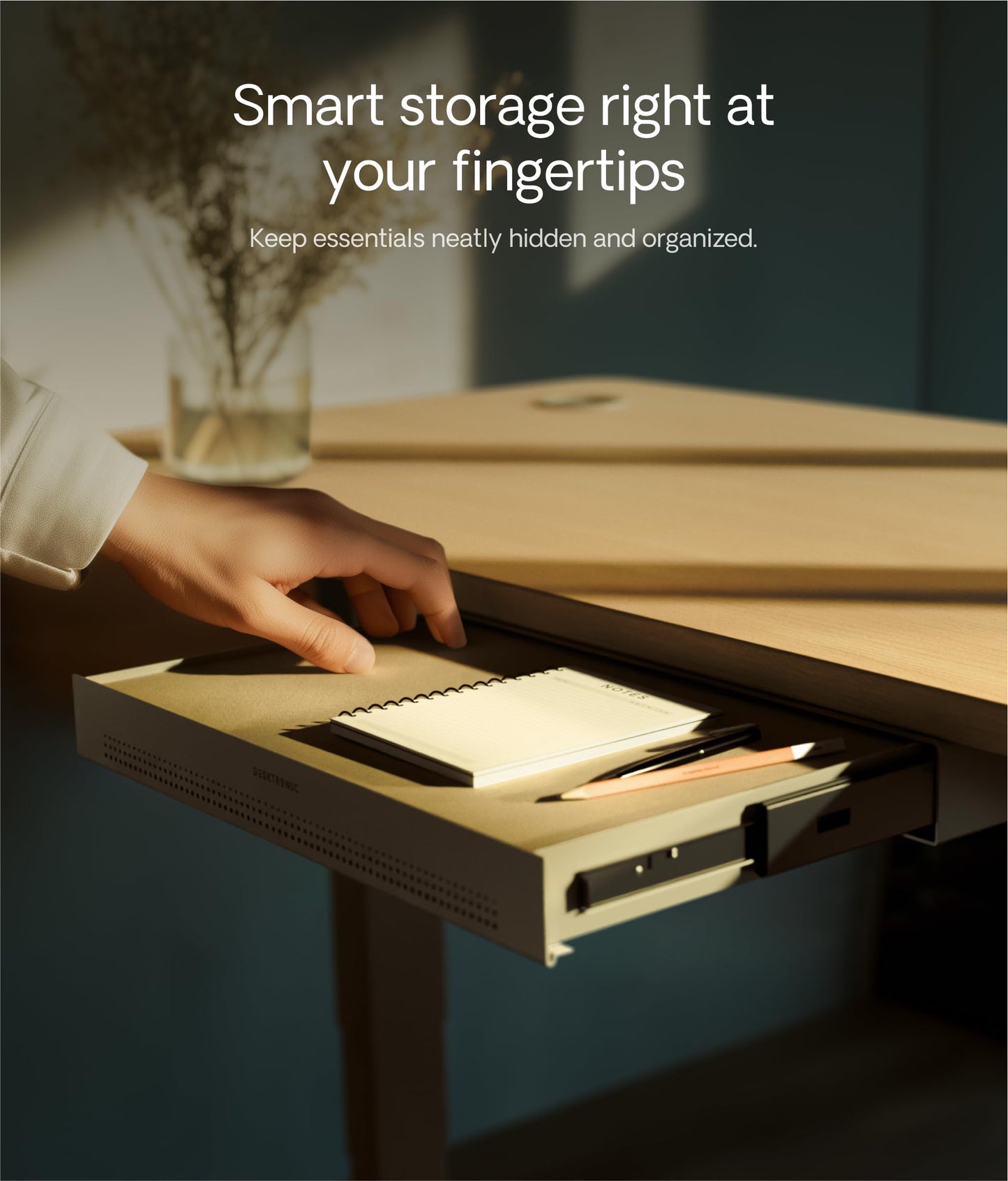 Desktronic Under Desk Drawer | Table Desk Organizer | Under Table Storage Box | Metal Drawer, Hidden Drawer Box (Gray)