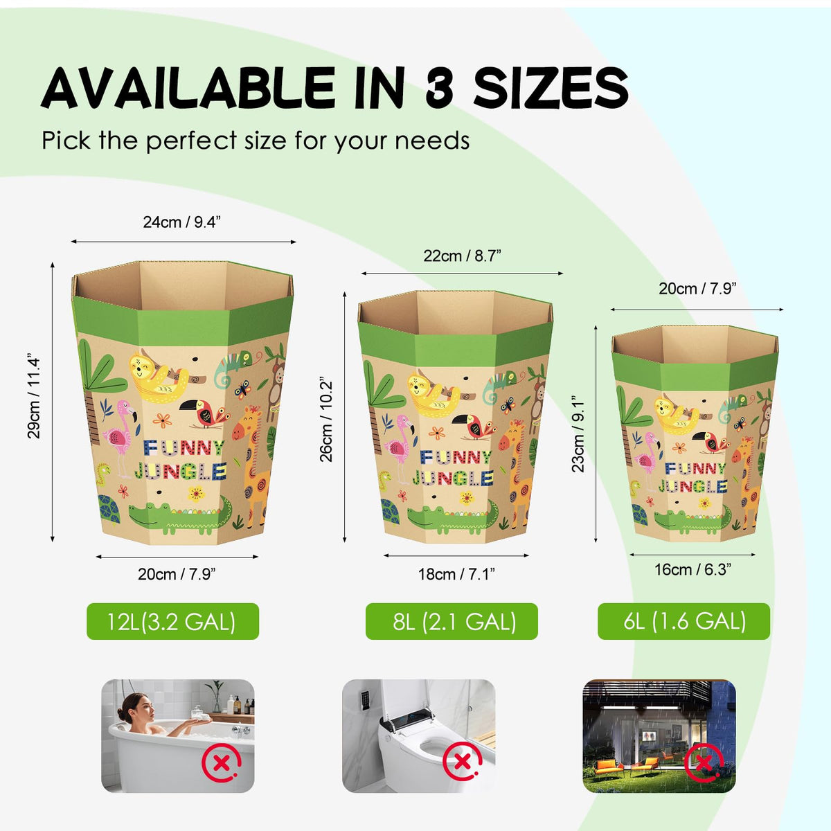6-Pack Cardboard Waste Paper Bin – Foldable, Recyclable, Plastic-Free & Reusable Trash Can for Kids - Small Rubbish Bin