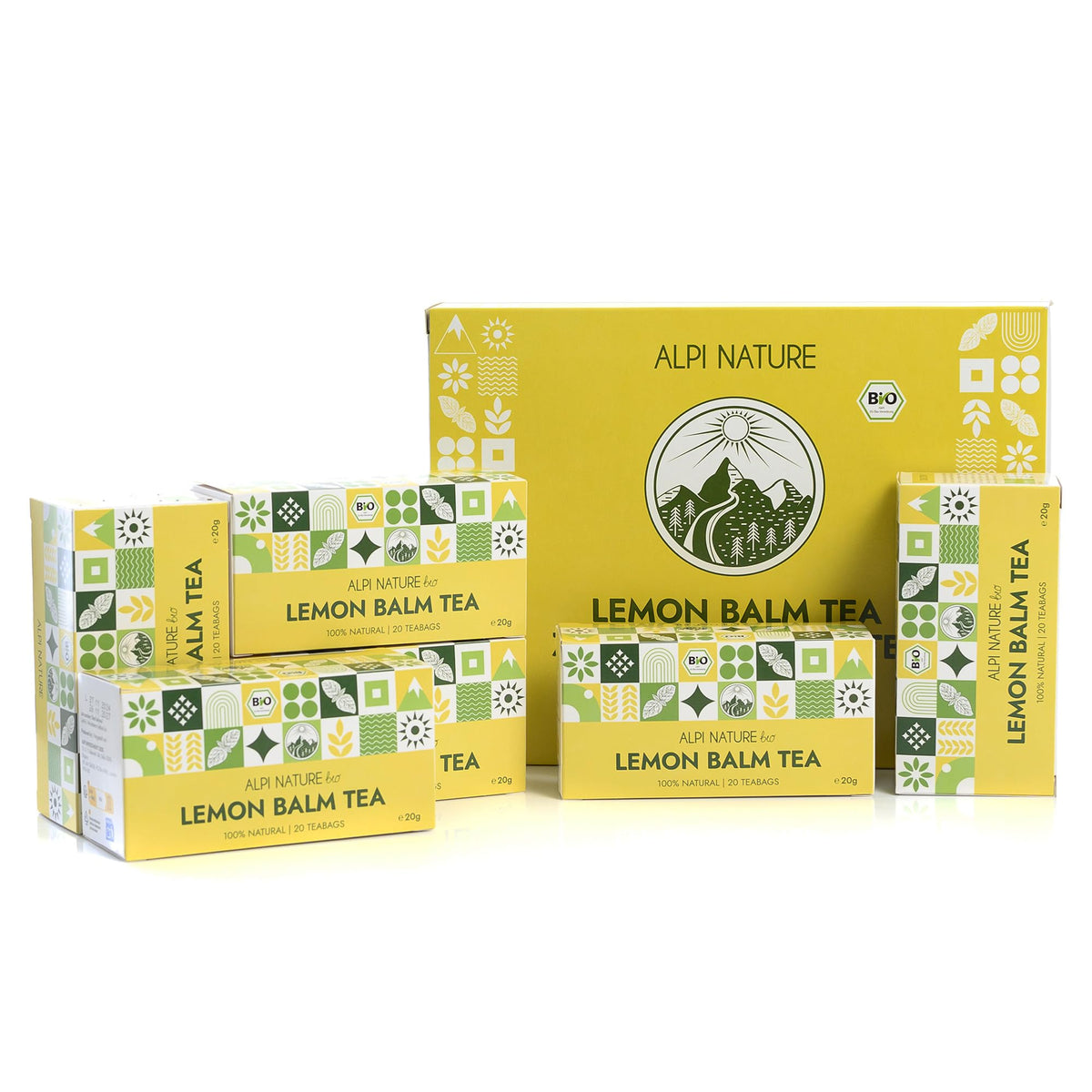 Alpi Nature Organic Lemon Balm Tea, 120 Lemon Balm Tea Bags, 120g 4.2 oz, Pack of 6 x 20 Bags of 1g each