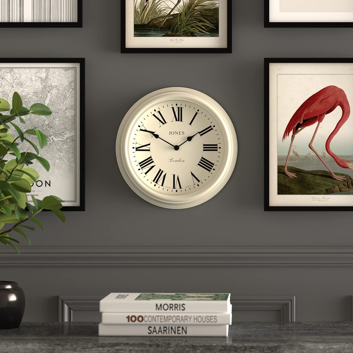 Jones Clocks Venetian wall clock | Classic round clock | 30cm | White | Roman numerals | Traditional design ideal for kitchen, living room or bedroom