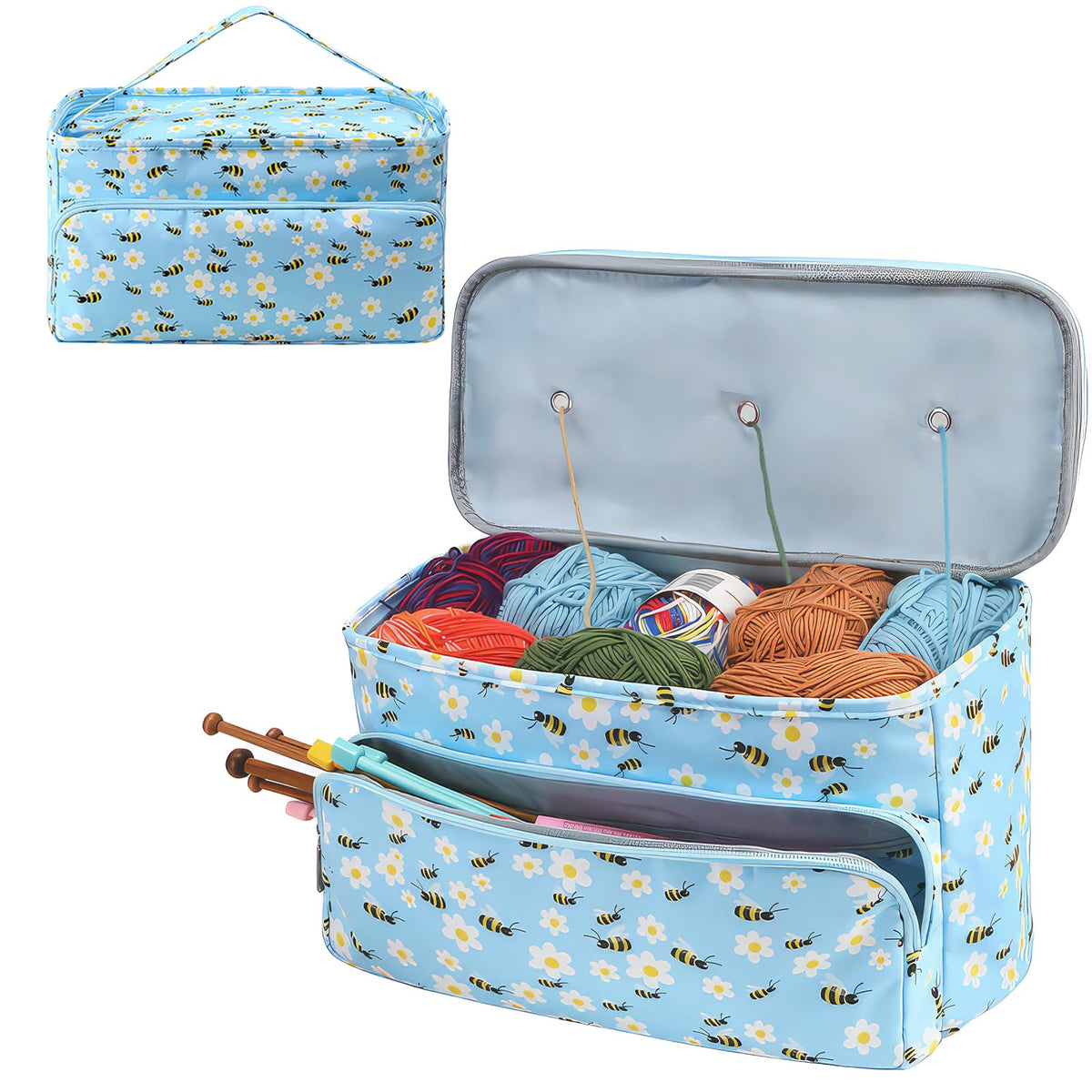 Aeelike Knitting Bags and Knitting Organizers, Knitting Crochet Storage Bag, Yarn Bag, Large Knitting Bag for Wool and Needles Storage, Portable Yarn