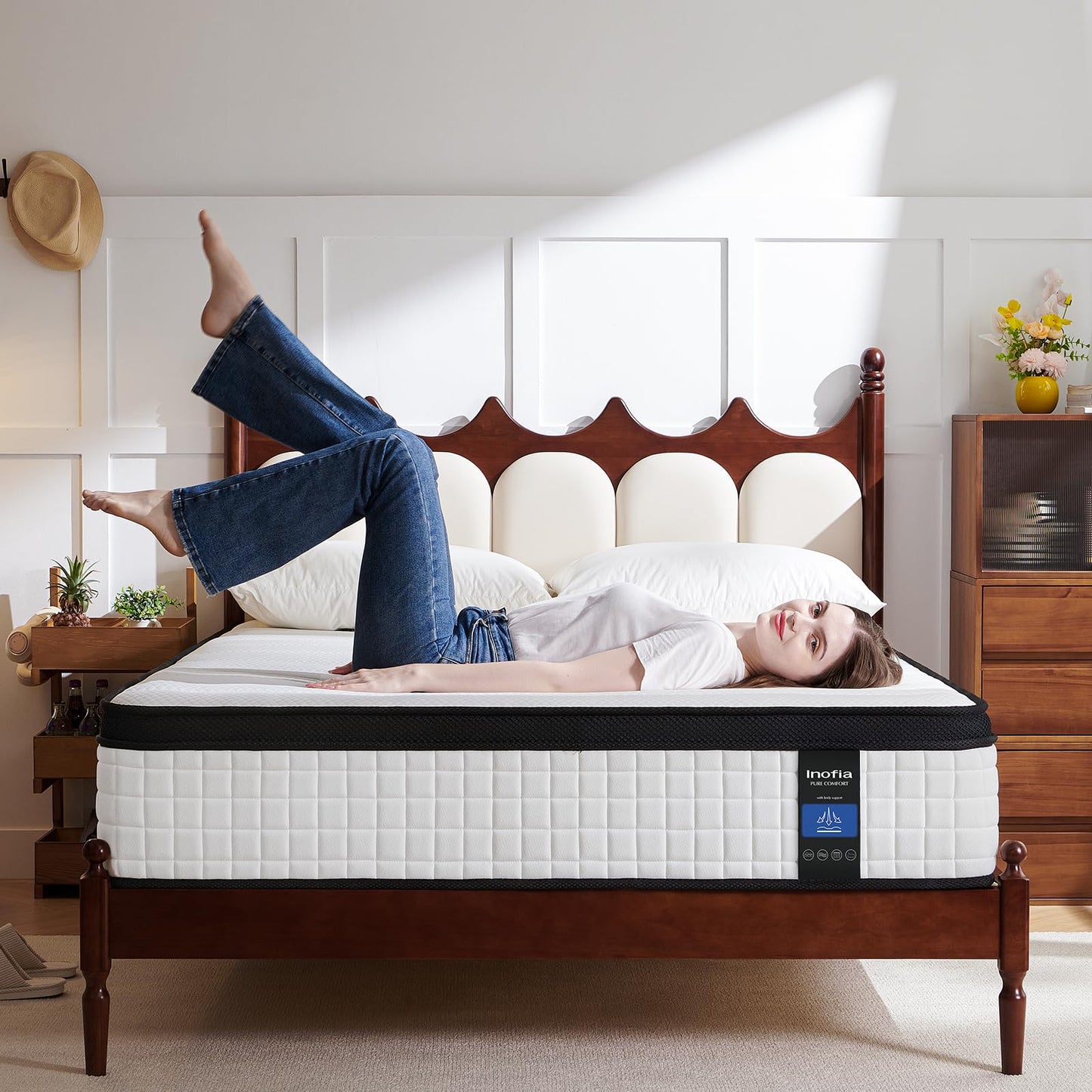 Inofia Small Double Mattress, 12 Inch Hybrid Mattress with Medium Firm Feel