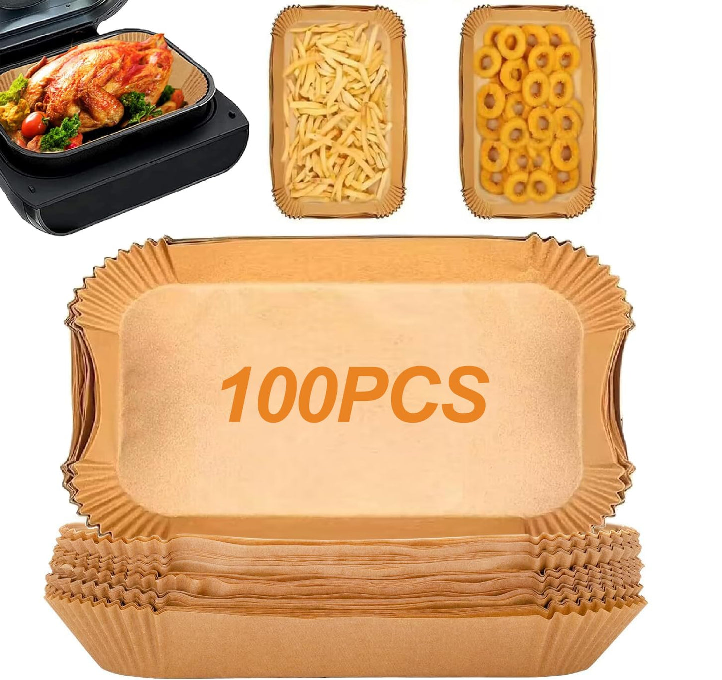 100PCS Air Fryer Liners for Ninja Foodi MAX Health Grill and Air Fryer AG551UK AG551UKCP, Large Rectangle Disposable Air Fryer Parchment Paper Baking