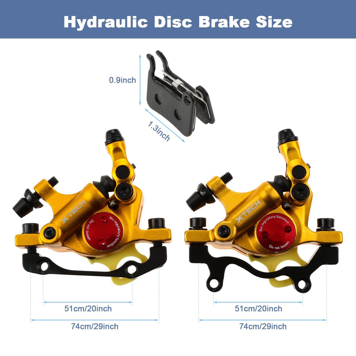 Mgoodoo MTB Hydraulic Disc Brake Set, Bicycle Disc Brake Sets Front and Rear Line Pulling Hydraulic Disc Brake, Gold, Discs 160 mm