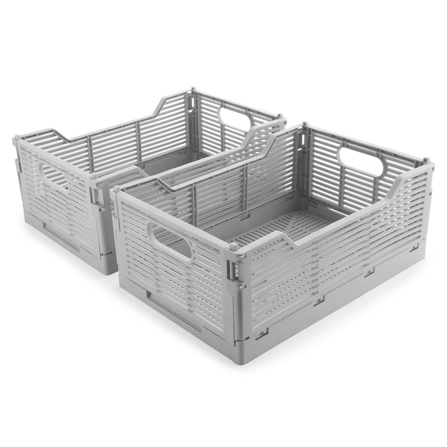 Vivikivi 2-Pack Collapsible Crates Storage Boxes, 40x30x15.5cm, Grey