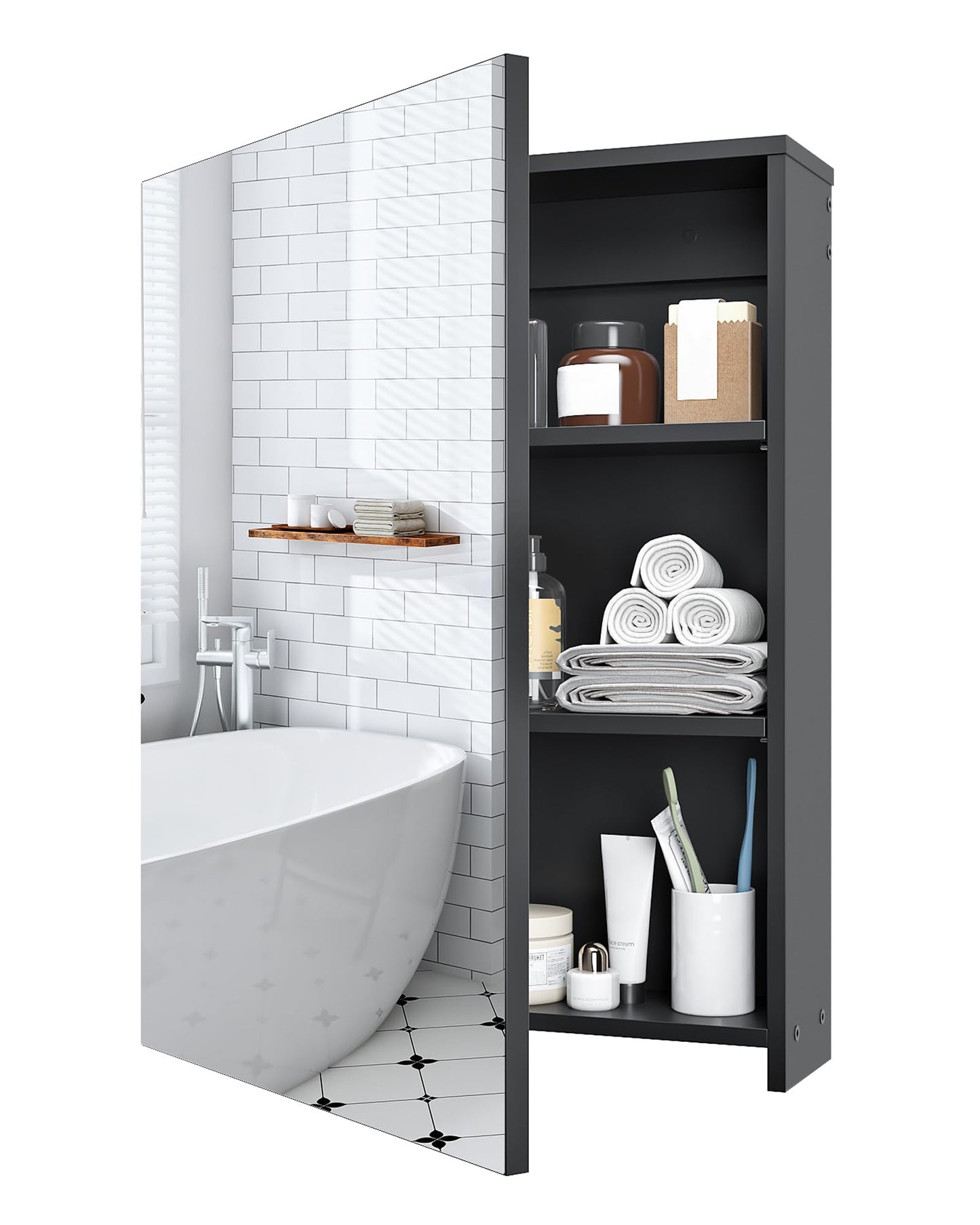 CHOEZON Bathroom Medicine Mirror Cabinet, Wall-Mounted Bathroom Vanity with Mirror, Medicine Cabinet with Storage Function, Hanging Storage Cabinet