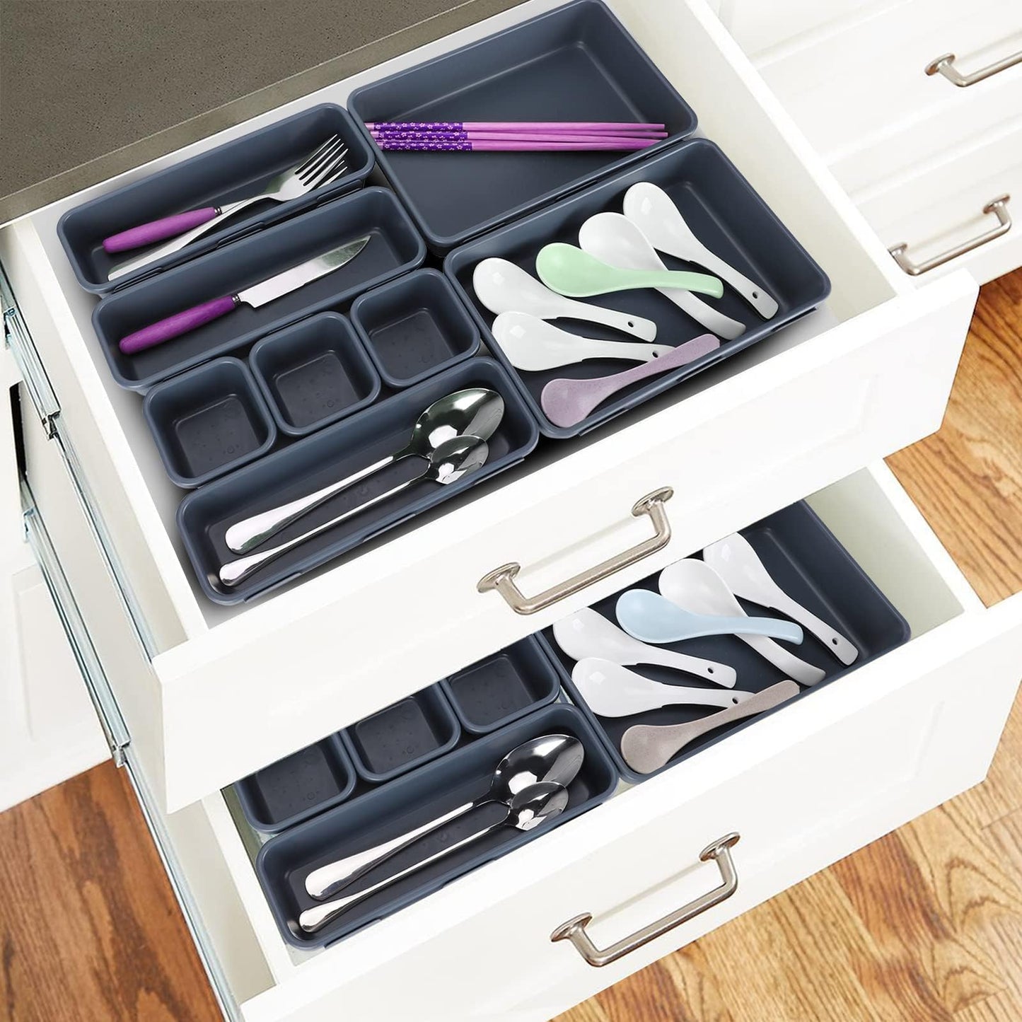 Nuts OT nuts Desk Drawer Organiser Tidy Dividers 24Pcs Makeup Dividers 3 Sizes Plastic Trays for Storage for Dresser Cosmetics Office Stationery
