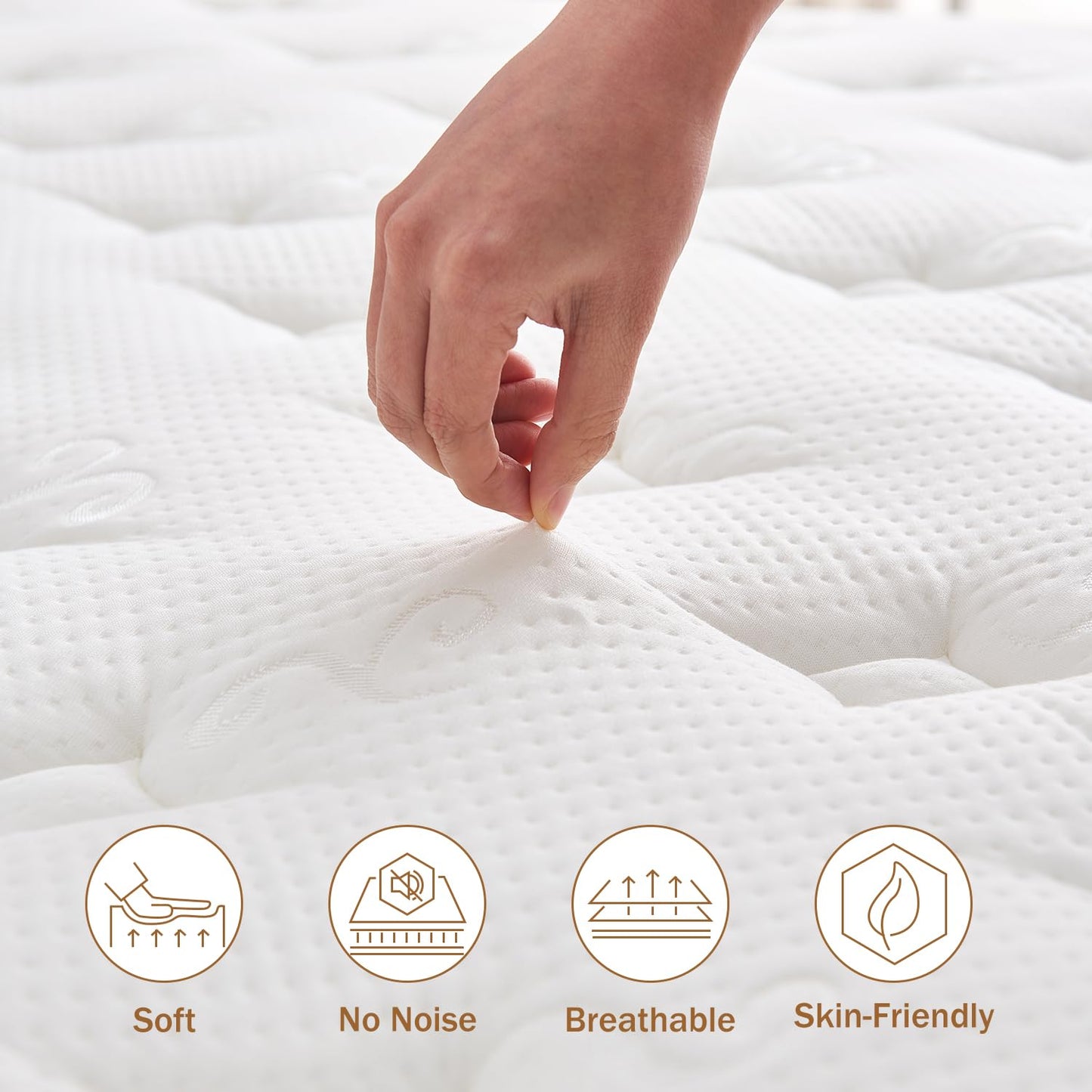 Hiepunos 5FT King Size Mattress, 10.2 INCH King Memory Foam Sprung Mattress Medium Firm,Comfortable Sleep for Back Pain Relief and Heavy